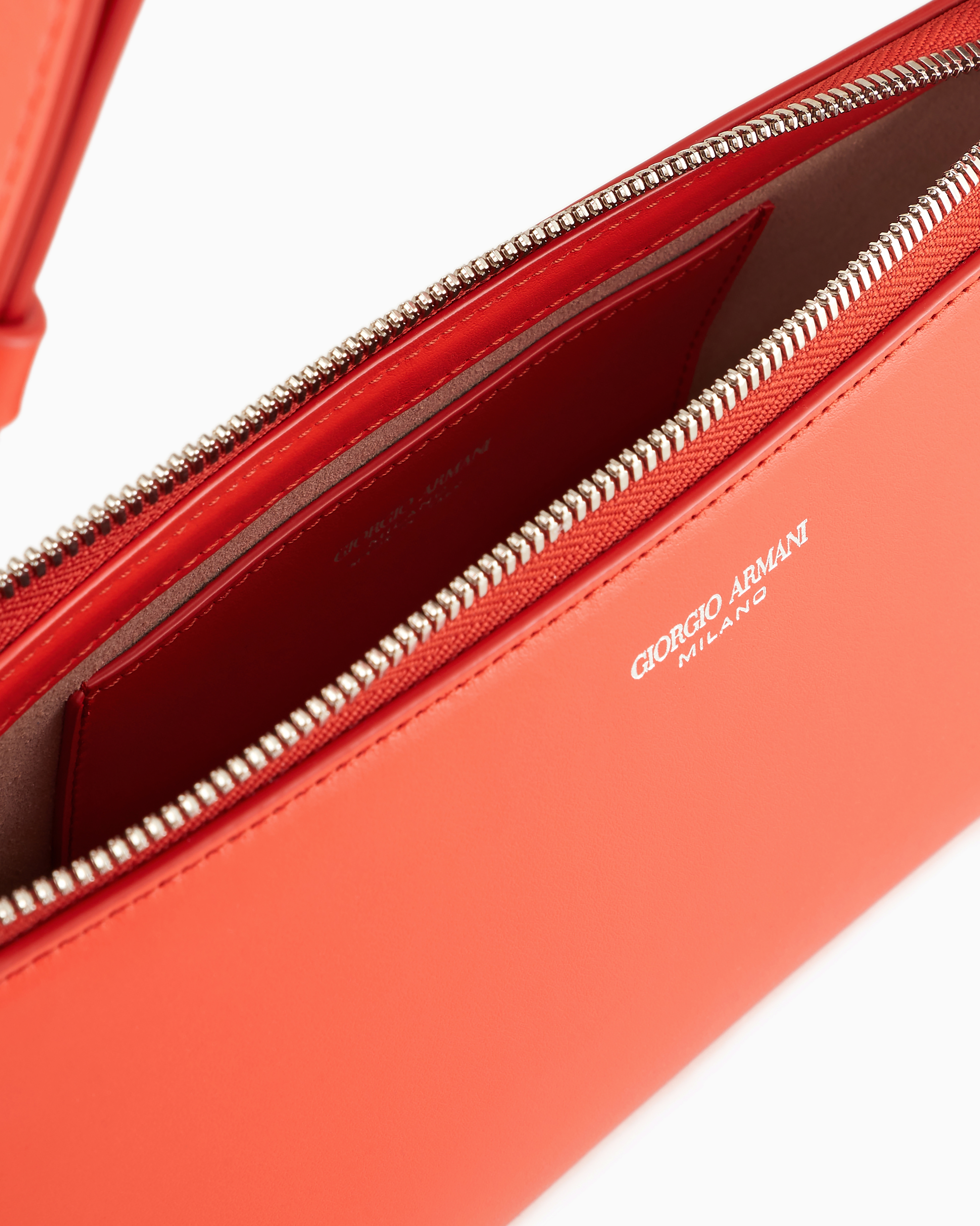 Giorgio Armani Love Collection Genderless Medium La Prima Leather Bag In Orange