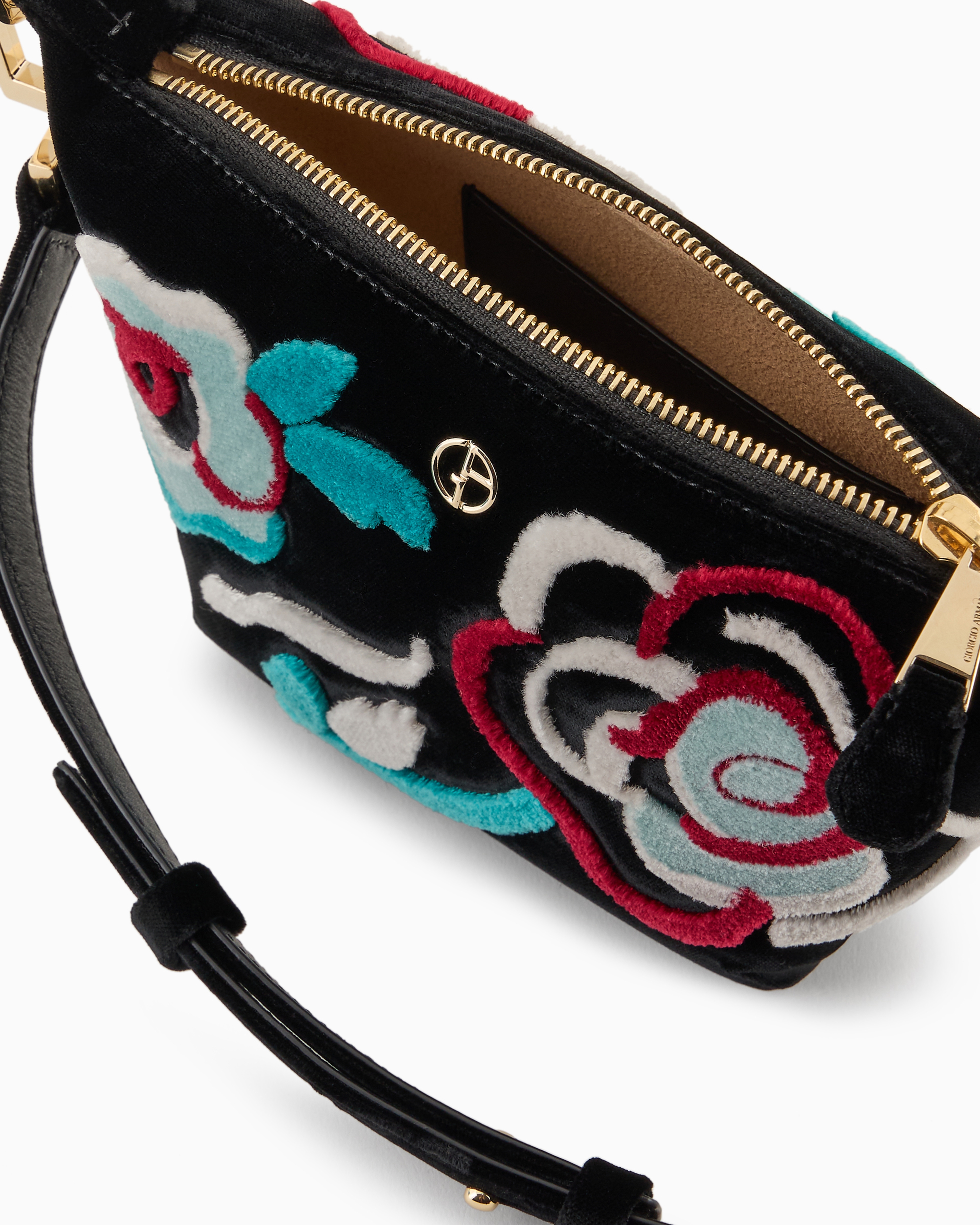 Giorgio Armani La Prima Soft Mini Hobo Bag In Embroidered Velvet In Pattern