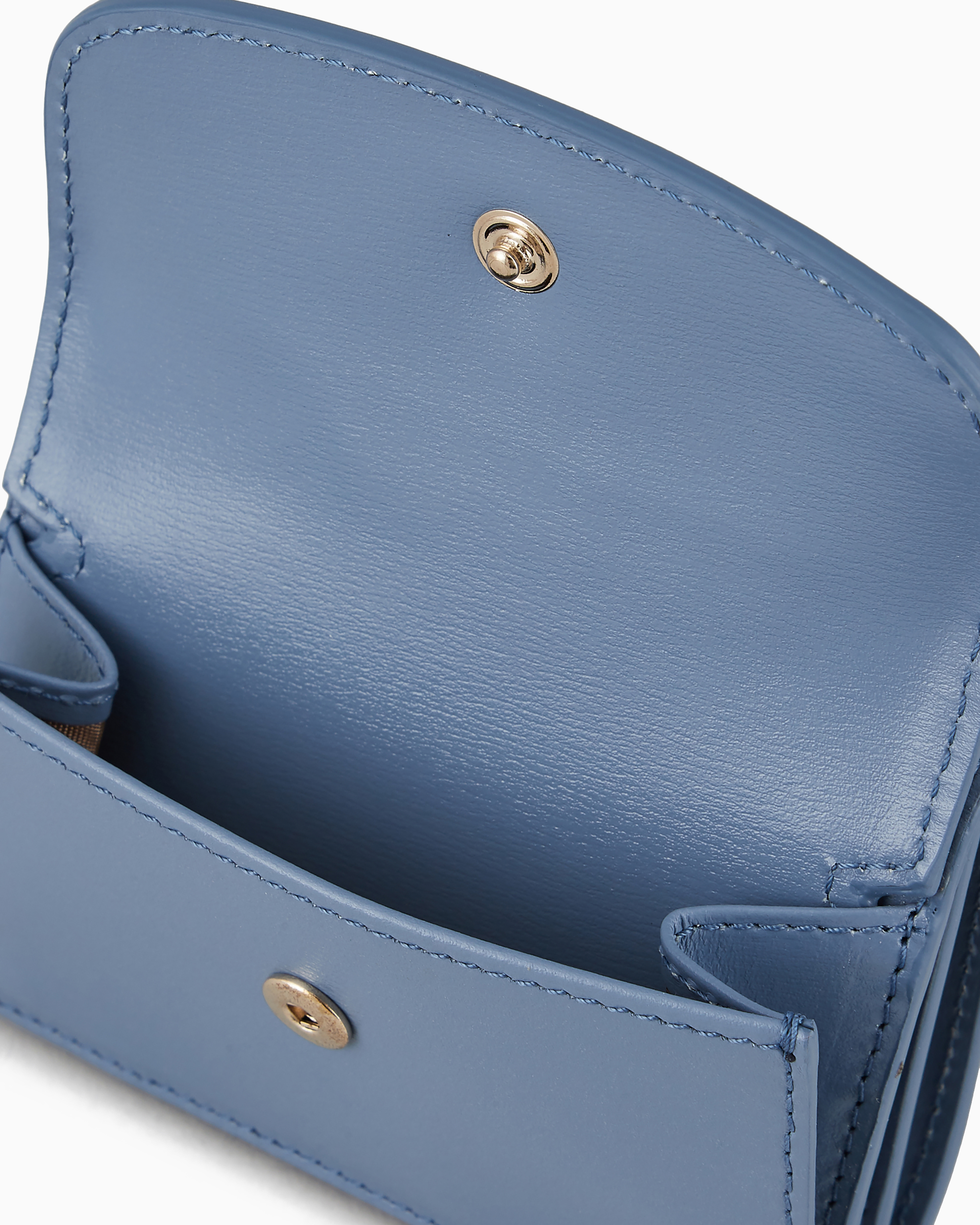 Giorgio Armani Mini La Prima Trifold Wallet In Palmellato Leather In Light_blue