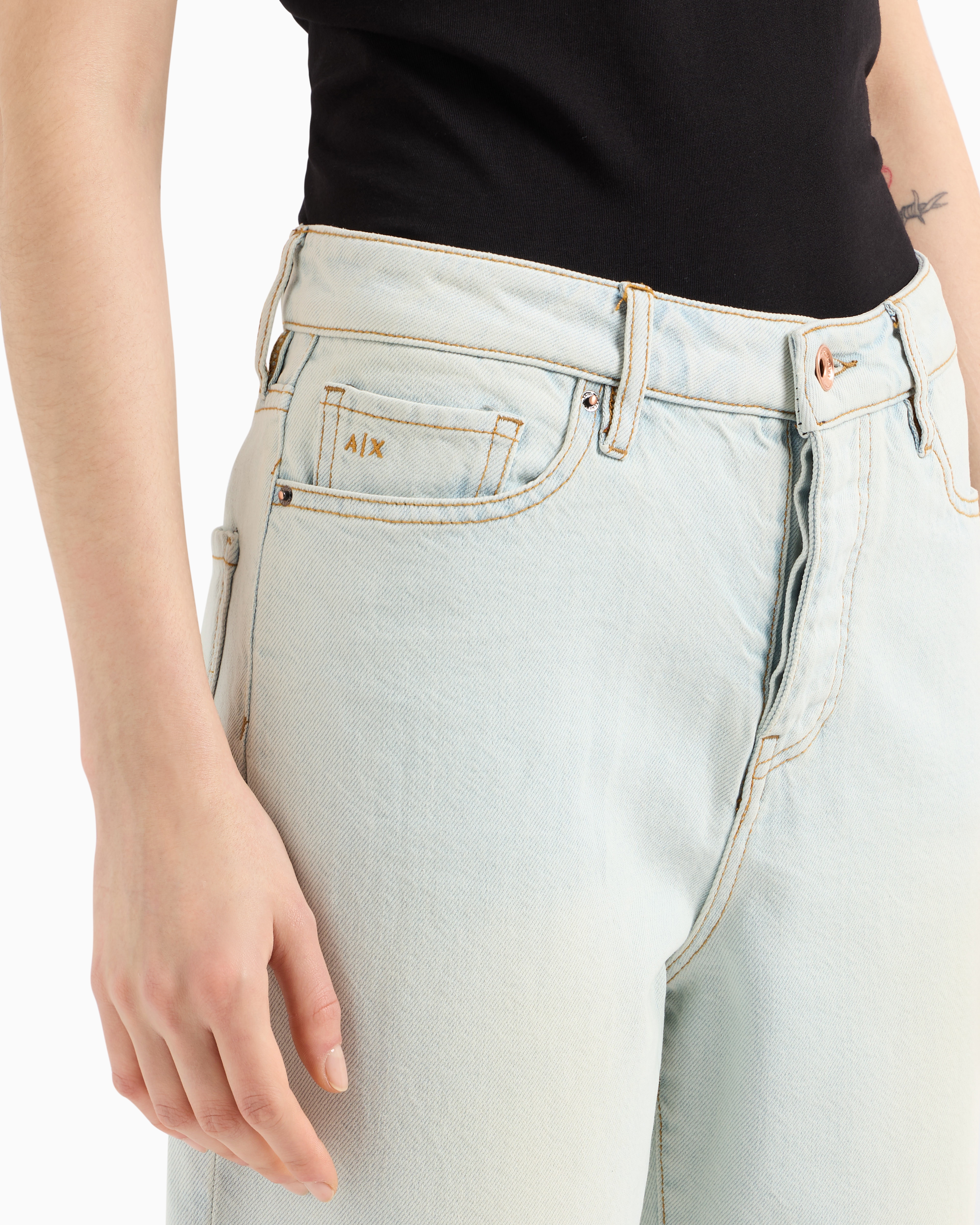 Armani Exchange - ASV Cotton Denim Carrot Fit Jeans, Woman, Blue, Size: