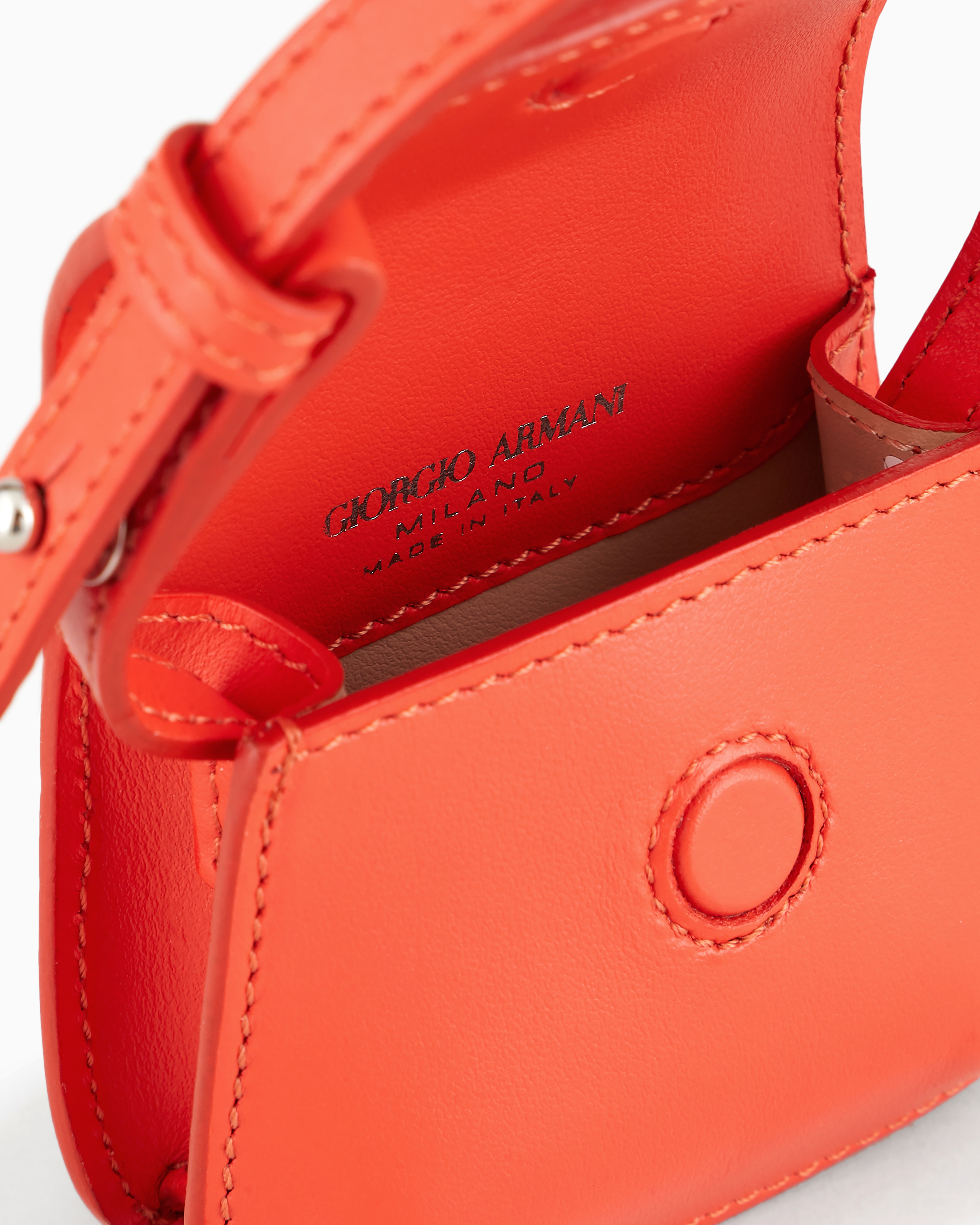 Giorgio Armani Love Collection Genderless Leather La Prima Micro Charm Bag In Orange