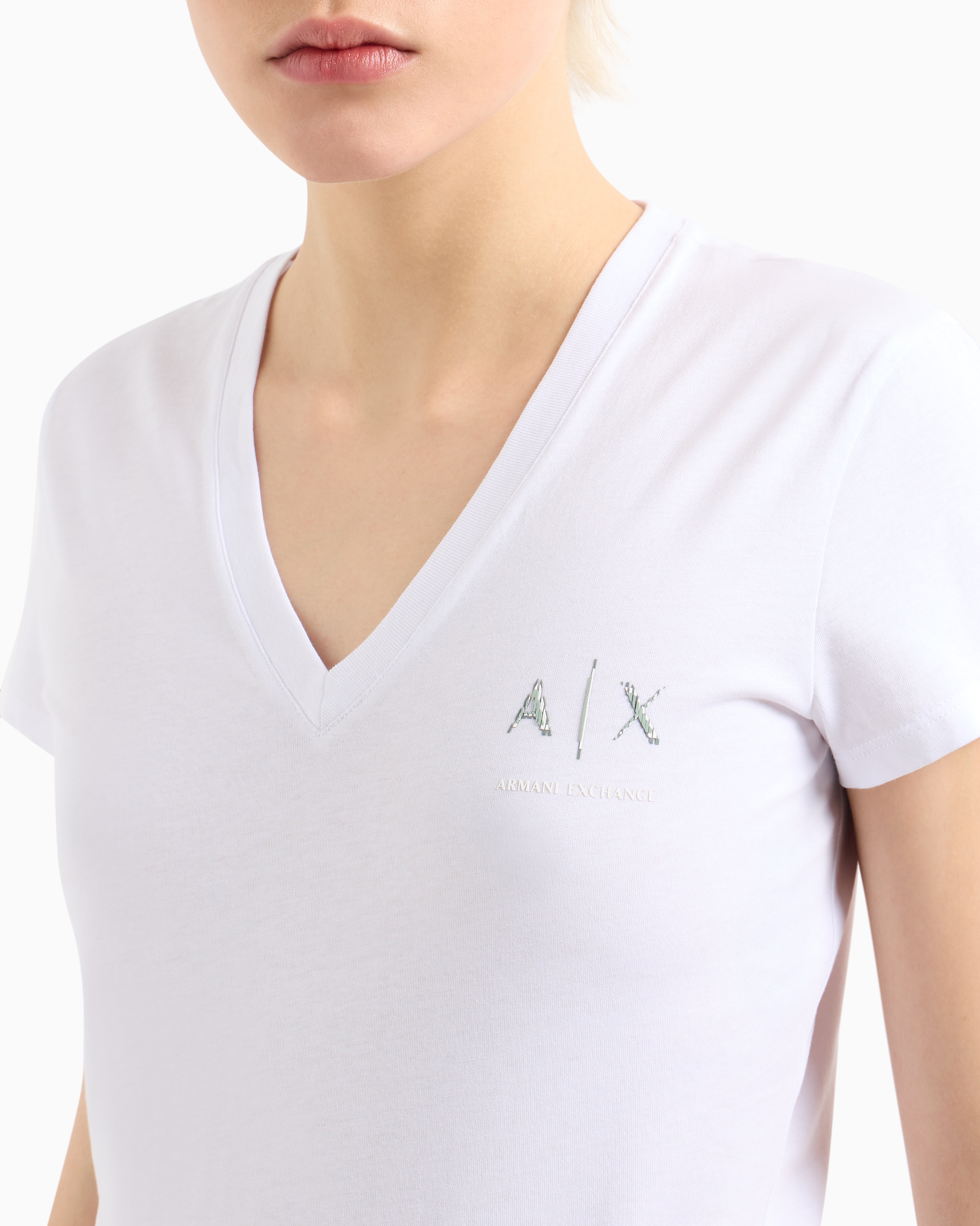 Armani Exchange - Slim Fit T-Shirts, Woman, White, Size: