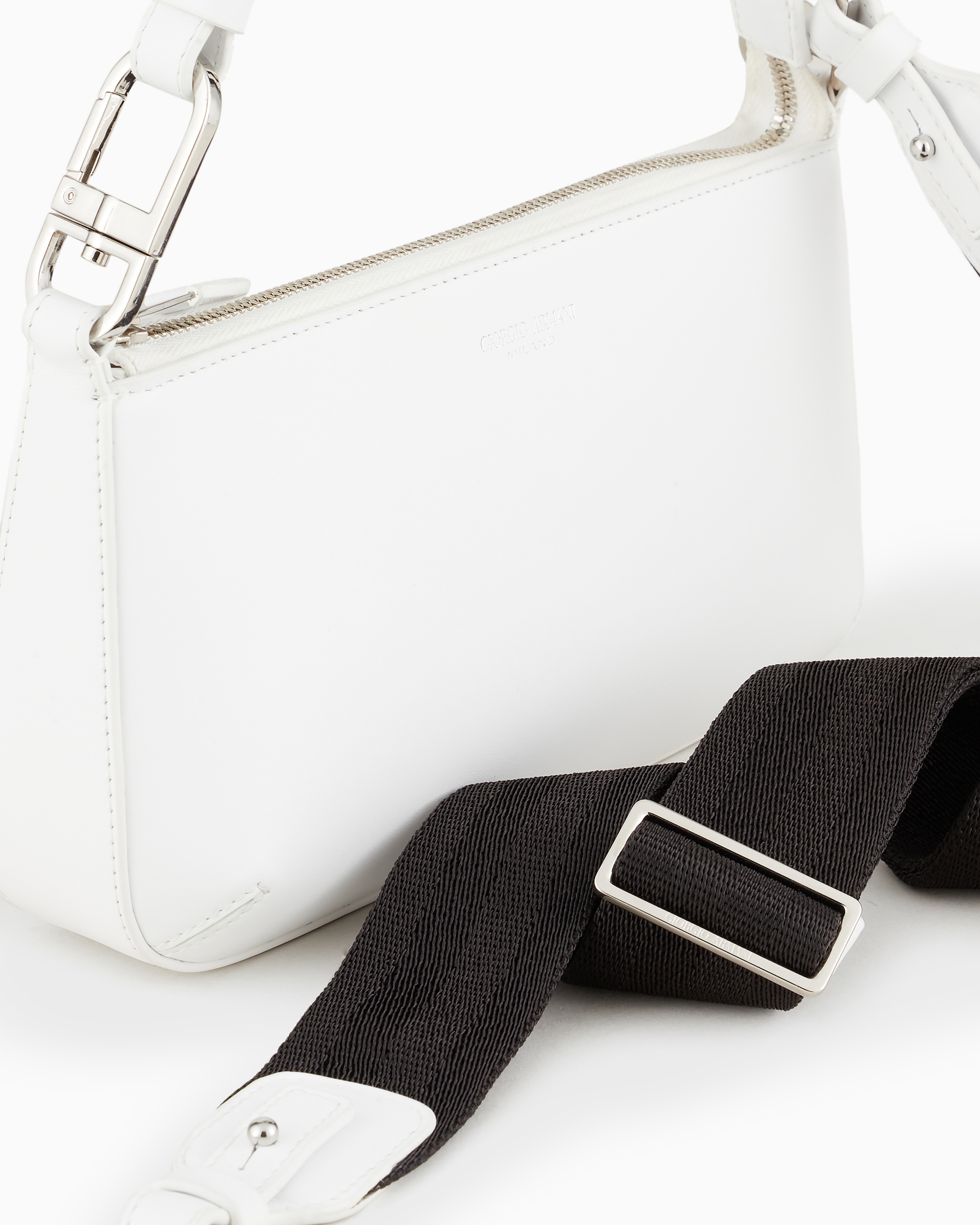Giorgio Armani Love Collection Genderless Medium La Prima Leather Bag In White