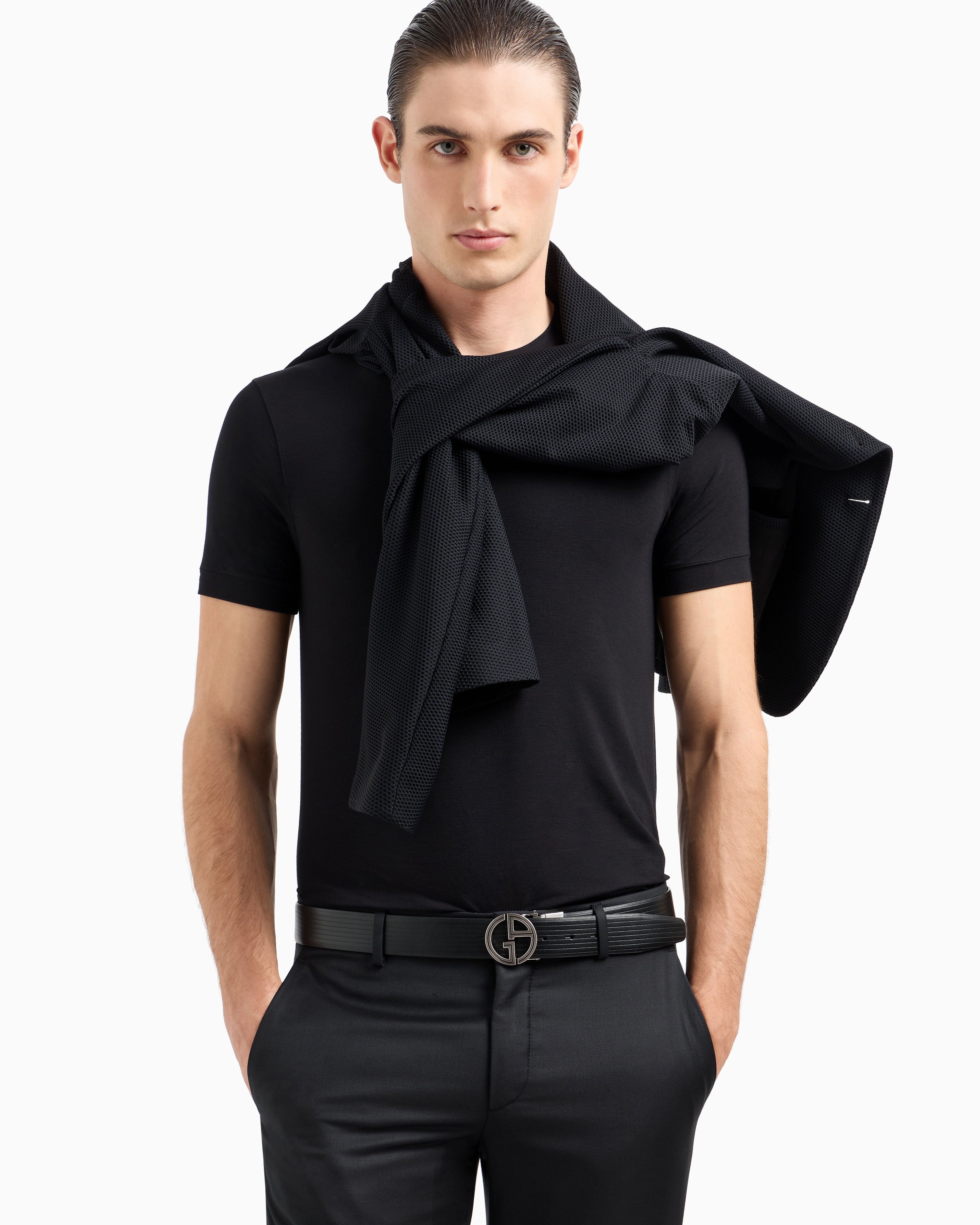 【関税&送料込】Giorgio Armani Stretch Eco-Viscose T-Sirt Evolution stretch cotton and modal blend T-shirt with