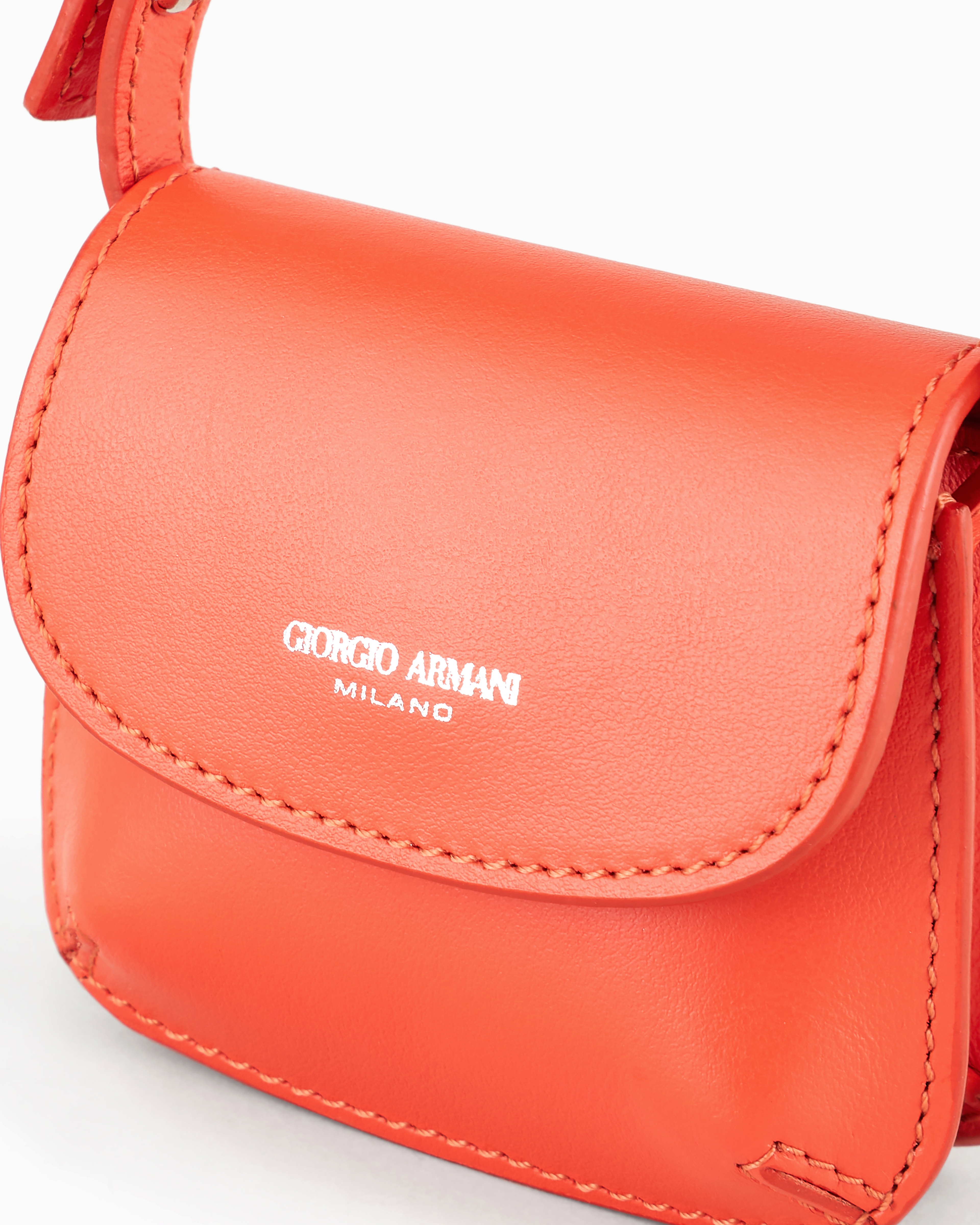 Giorgio Armani Love Collection Genderless Leather La Prima Micro Charm Bag In Orange