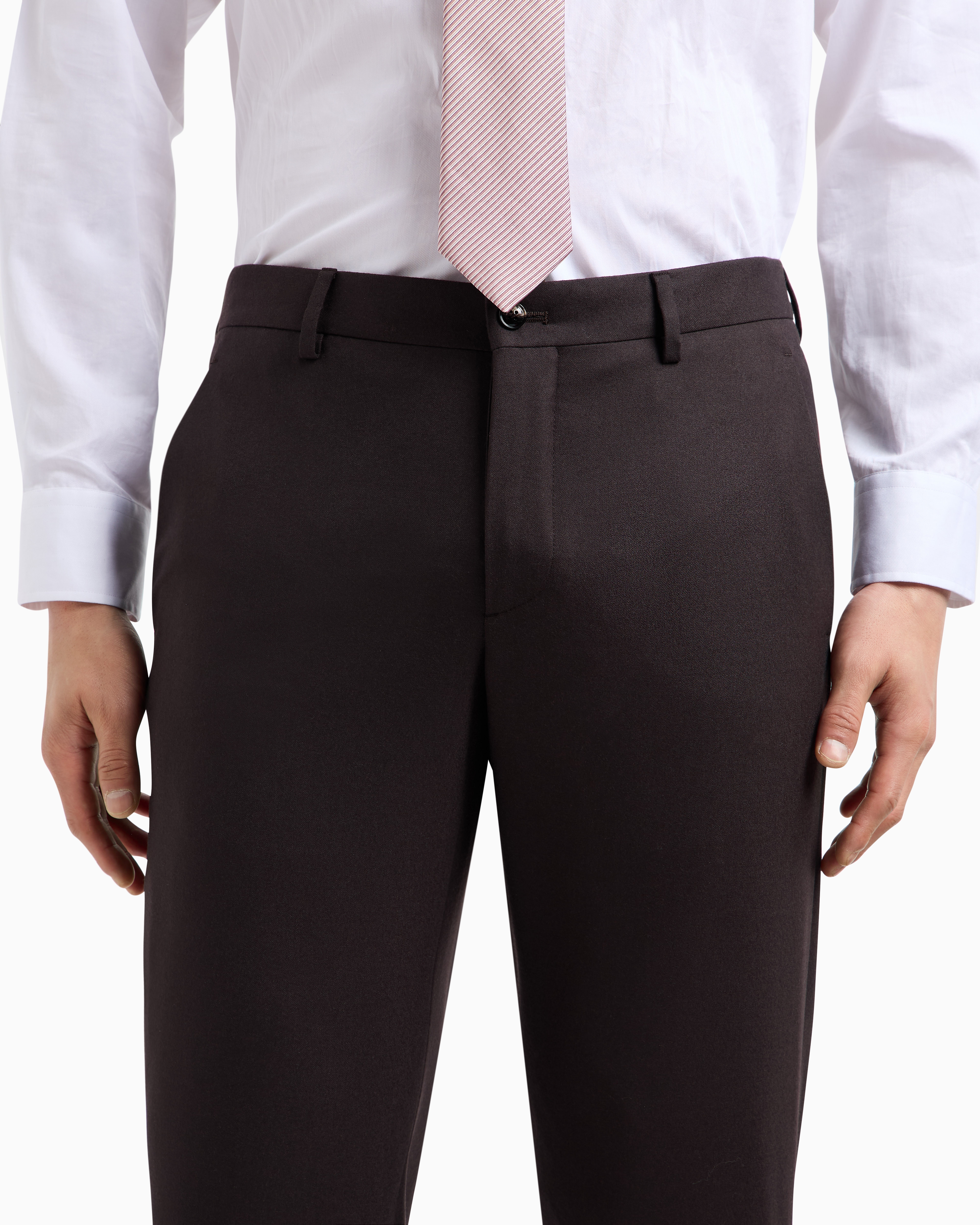 Giorgio Armani Single-breasted Soho Line Suit In Virgin Wool Cloth In Brown