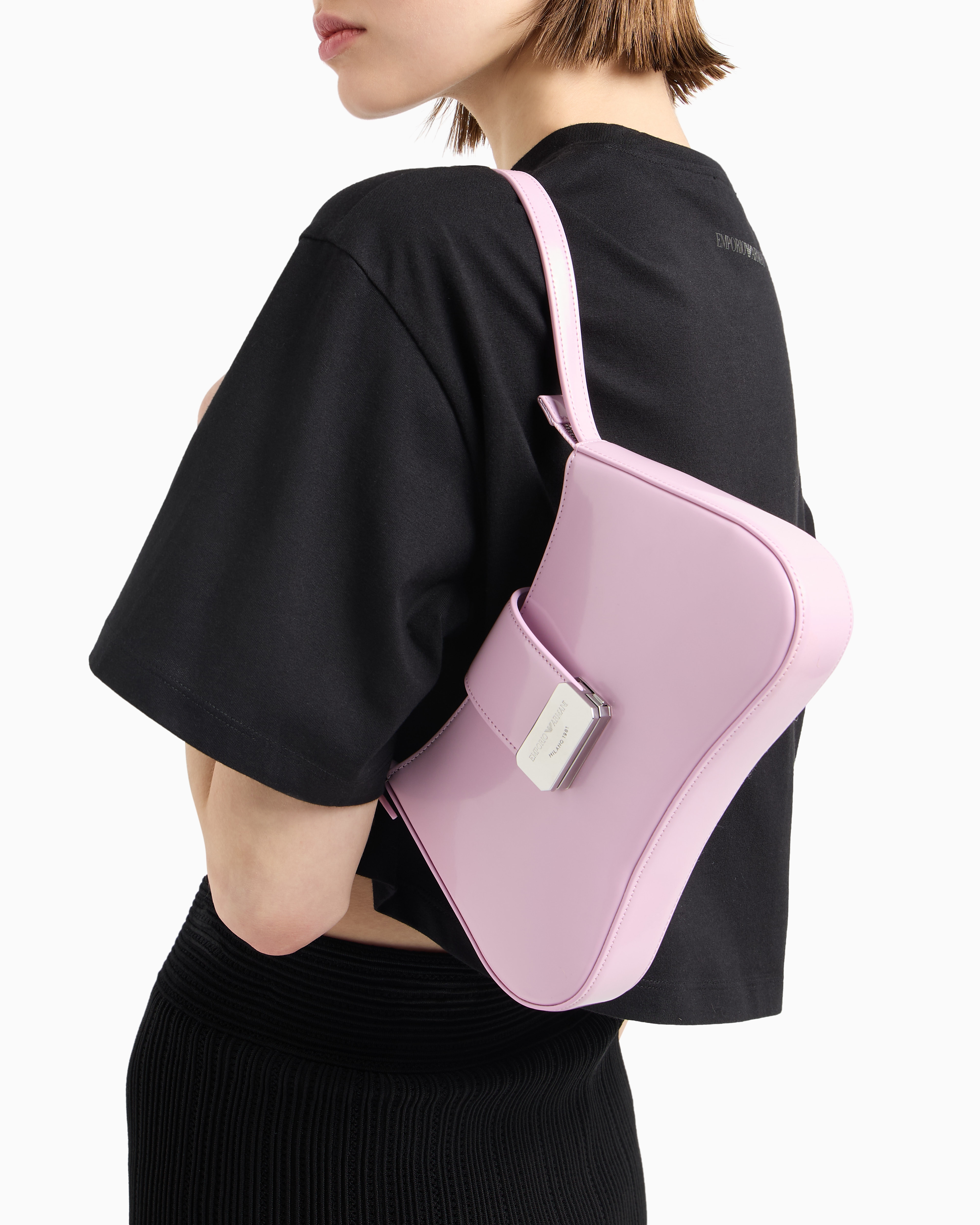 Hobo shoulder bag with logo buckle | Emporio Armani