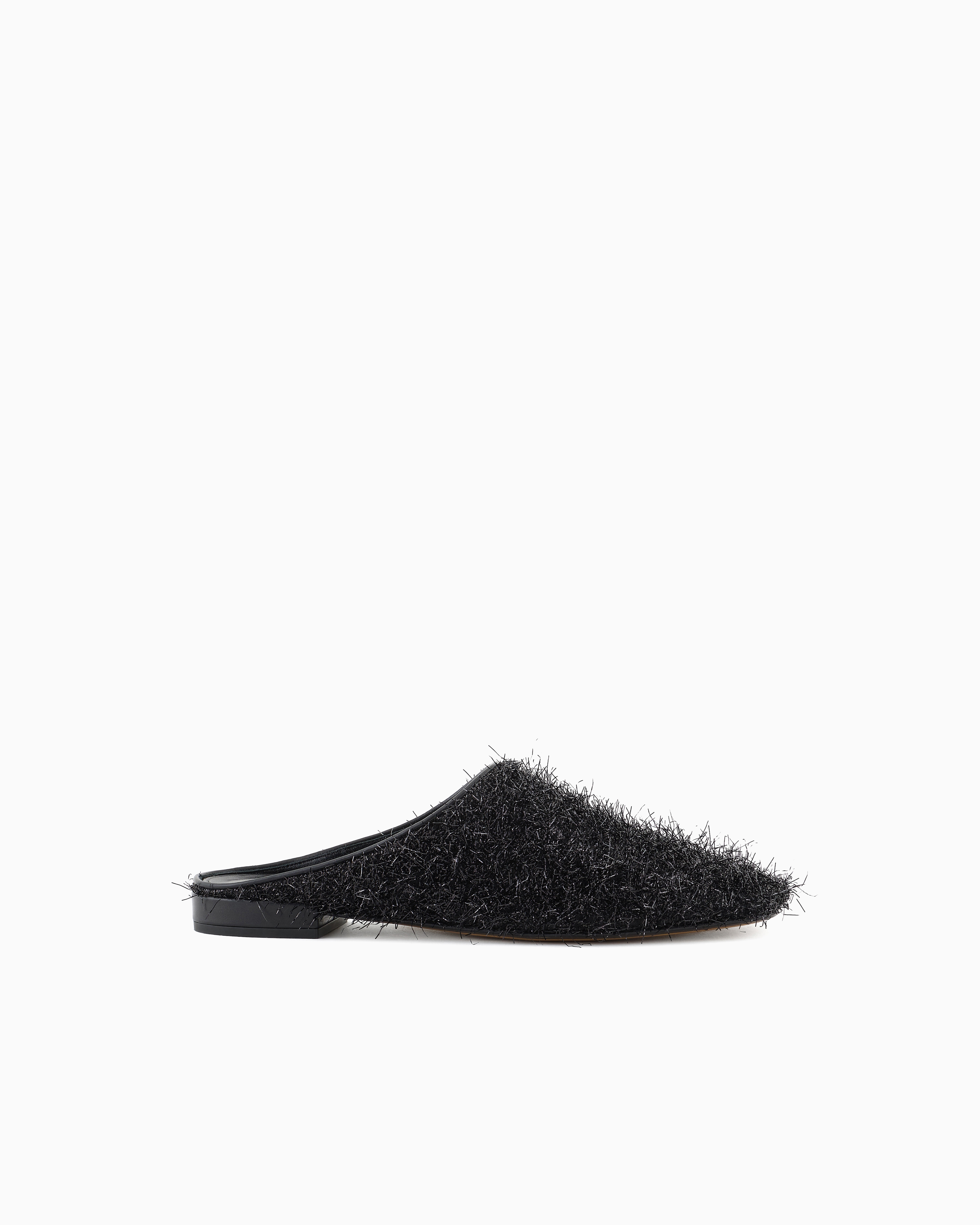 Giorgio Armani X 10 Corso Como Mules In Fur-effect Fabric In Black