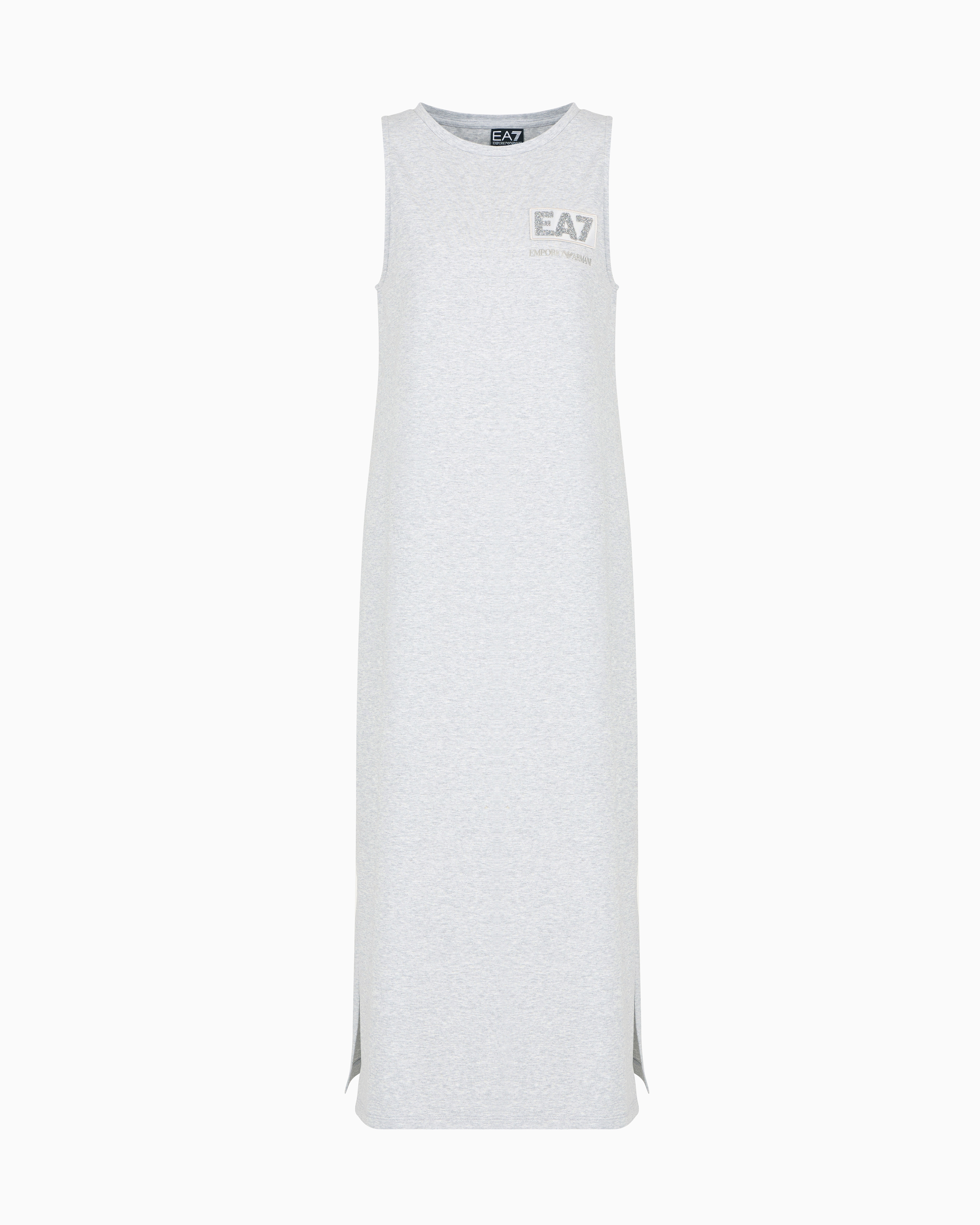 Ea7 Logo Series Stretch-cotton Long Dress In Grey