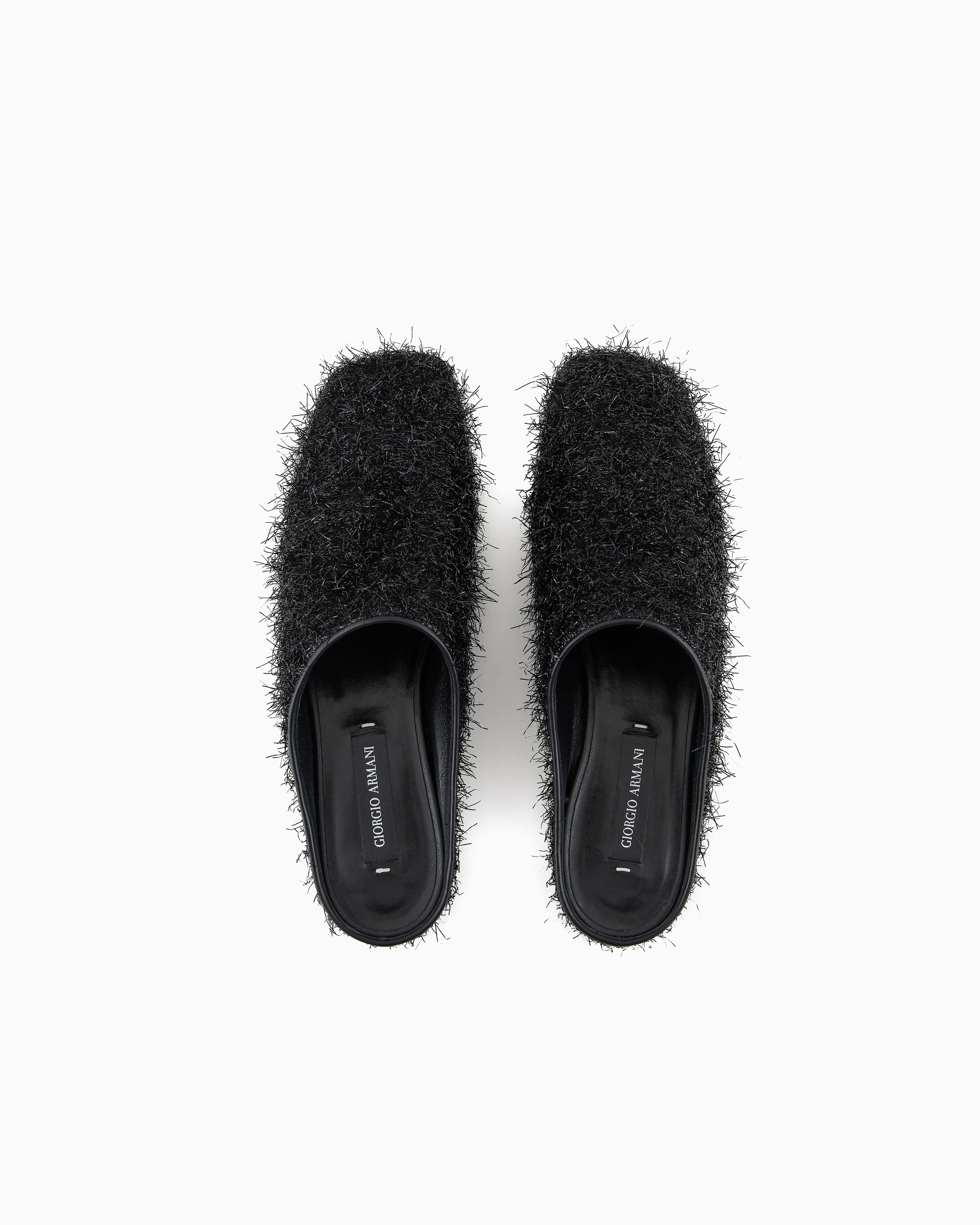 Giorgio Armani X 10 Corso Como Mules In Fur-effect Fabric In Black