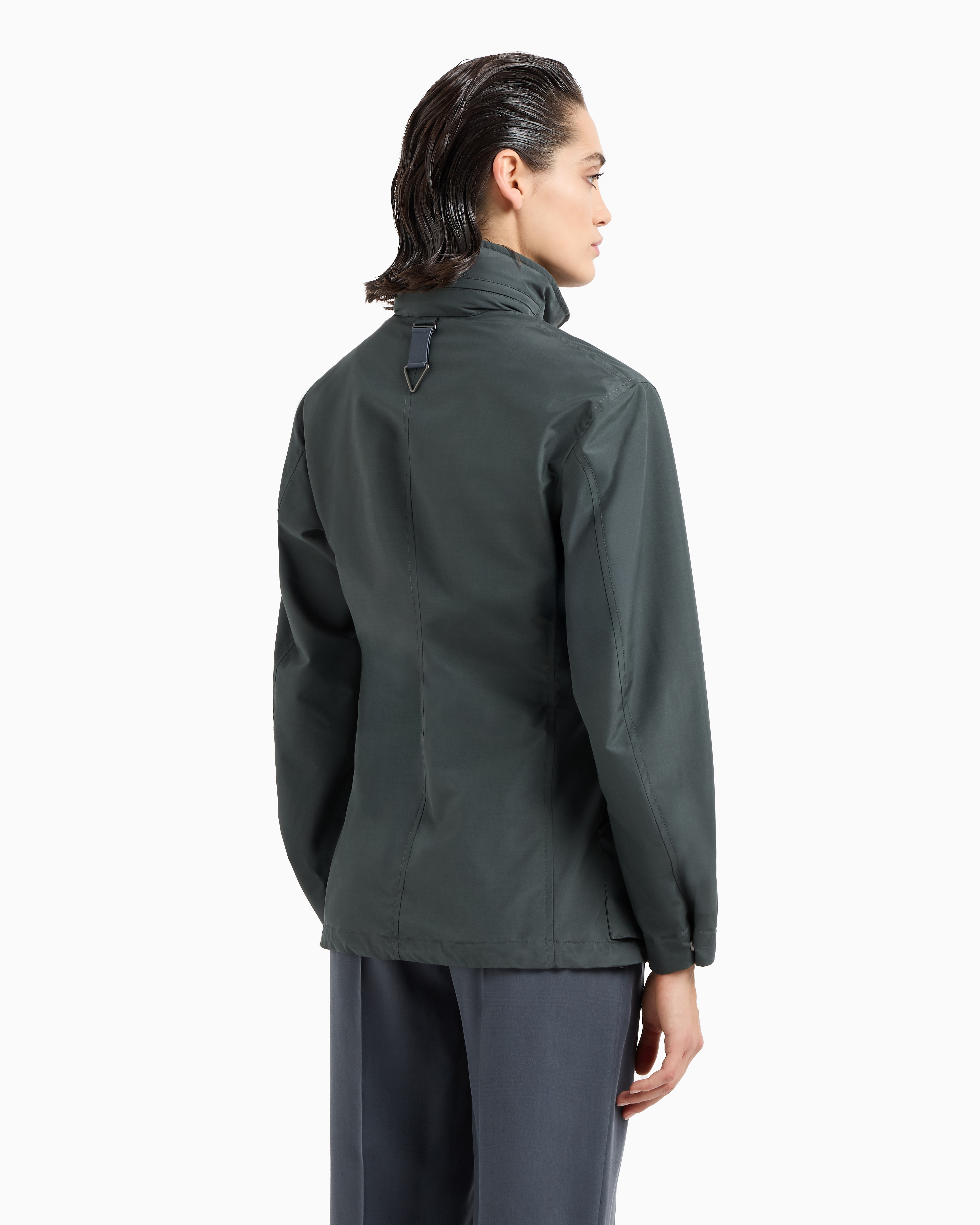 Giorgio Armani Technical Silk Hooded Pea Coat
