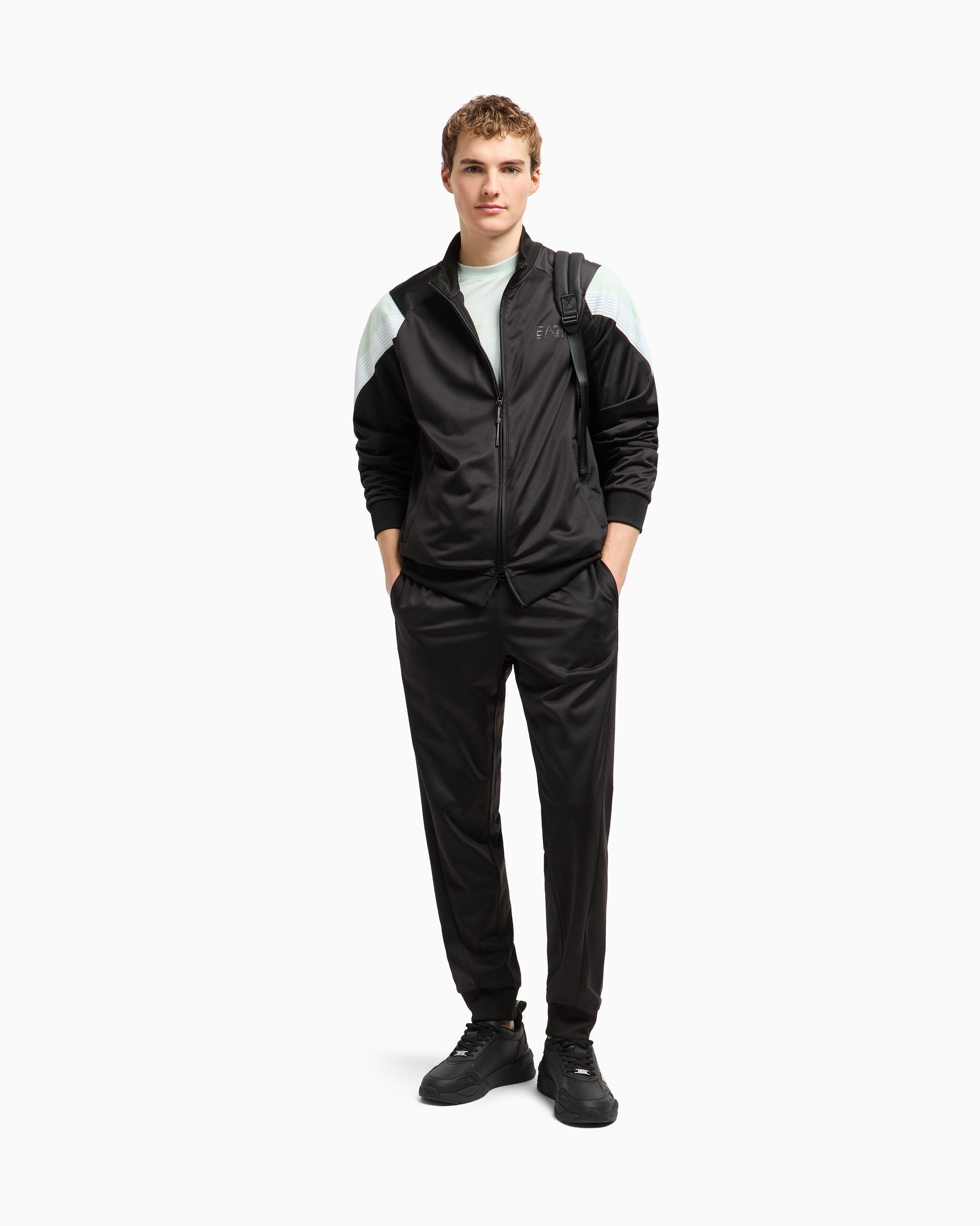 Ea7 7 Lines Tracksuit In Technical Fabric In Black