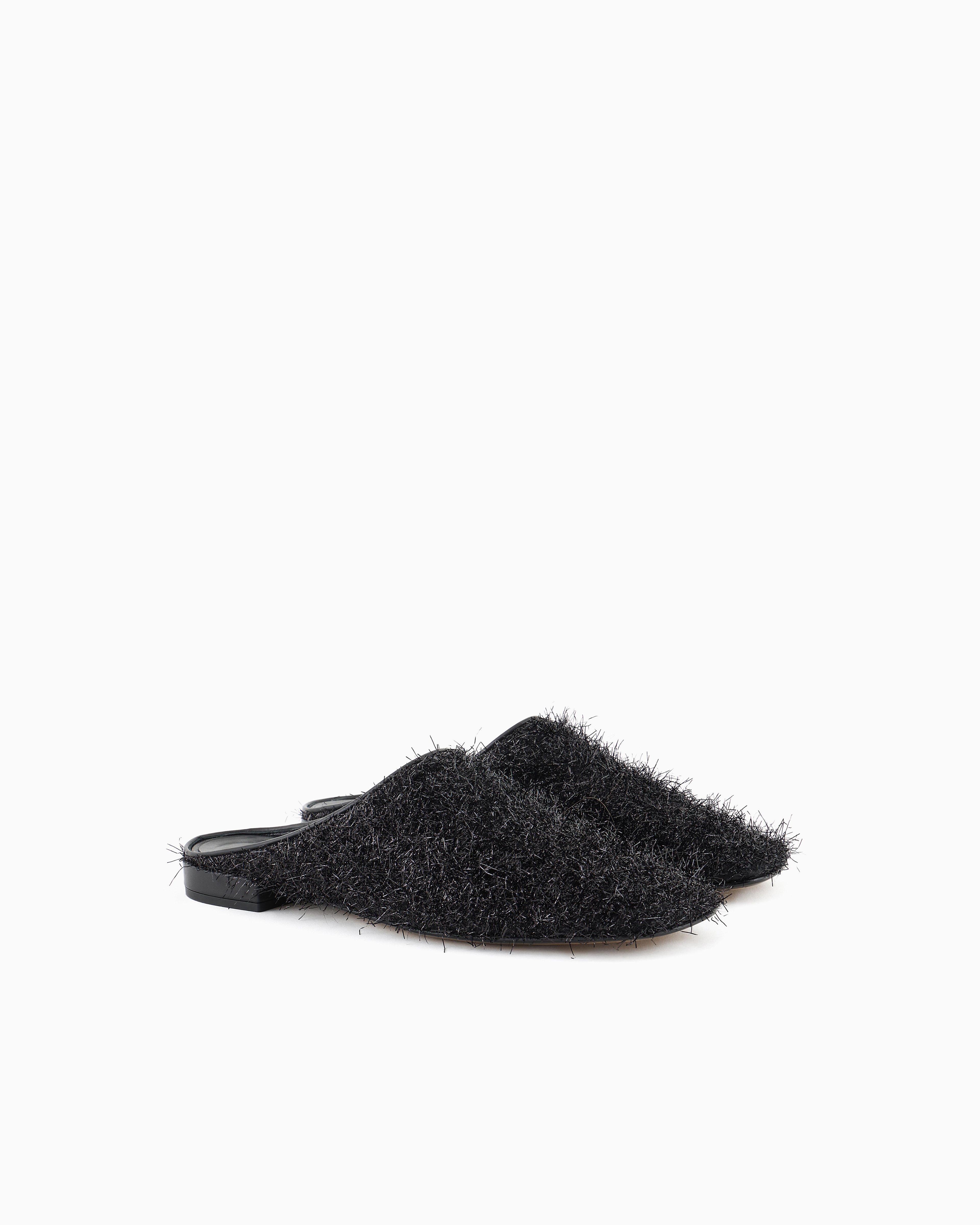 Giorgio Armani X 10 Corso Como Mules In Fur-effect Fabric In Black