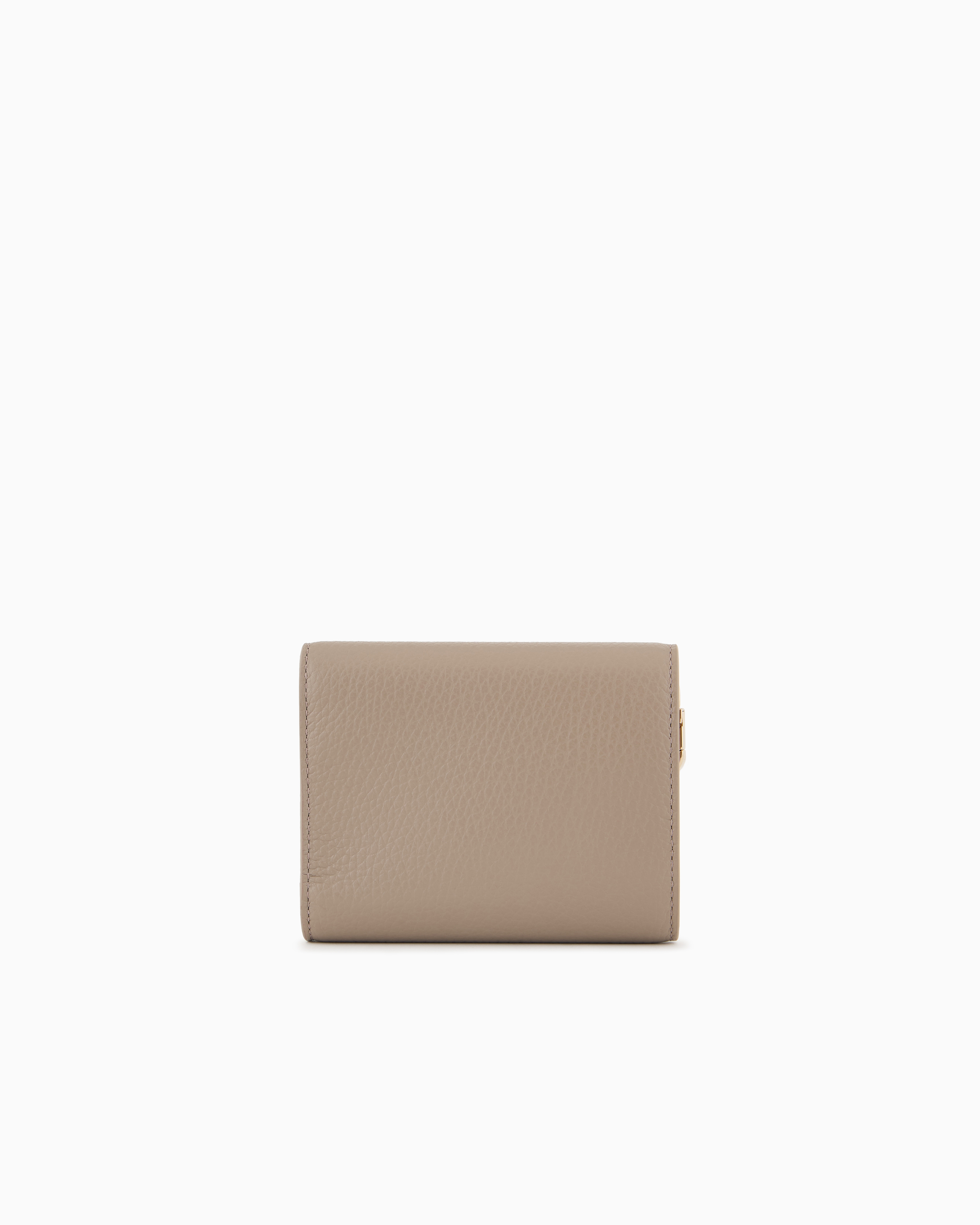 Giorgio Armani Pebbled Leather Trifold Wallet In Beige