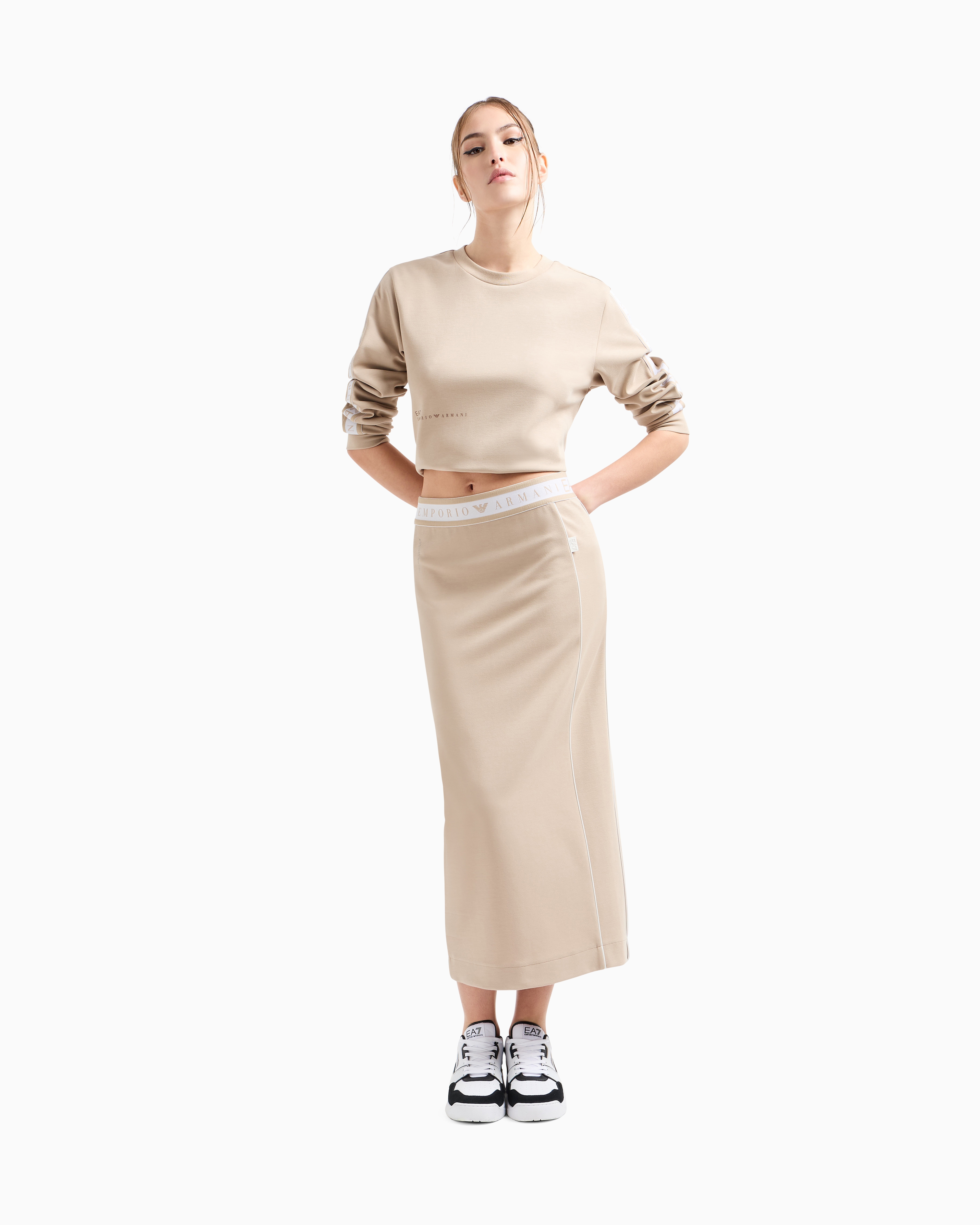 EA7 DYNAMIC ATHLETE LONG SKIRT IN NATURAL VENTUS7 TECHNICAL FABRIC
