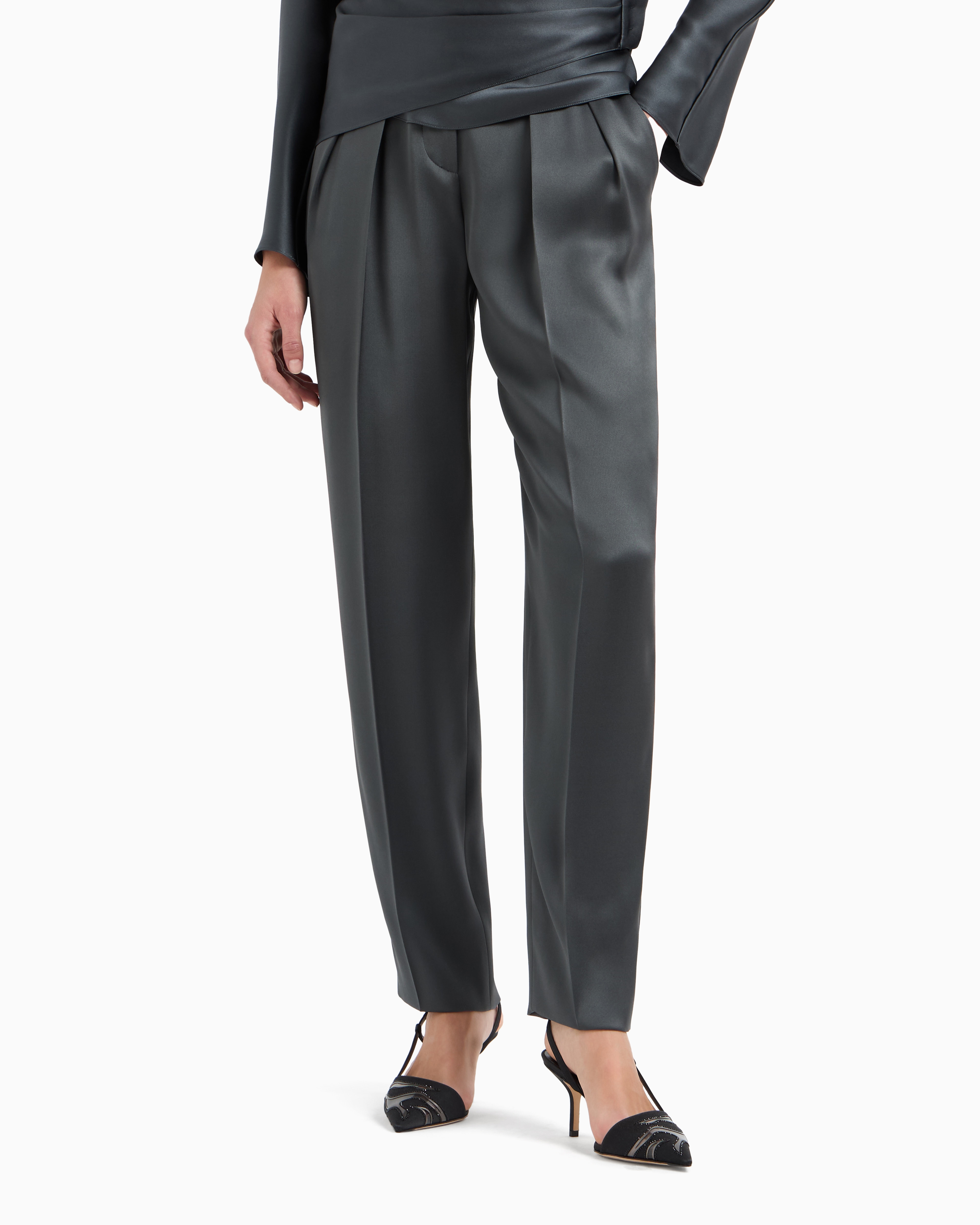 パンツ GIORGIO ARMANI PANTALONE DOPPIO RASO SETA Pantaloni a due pinces in doppio raso di seta | Giorgio Armani