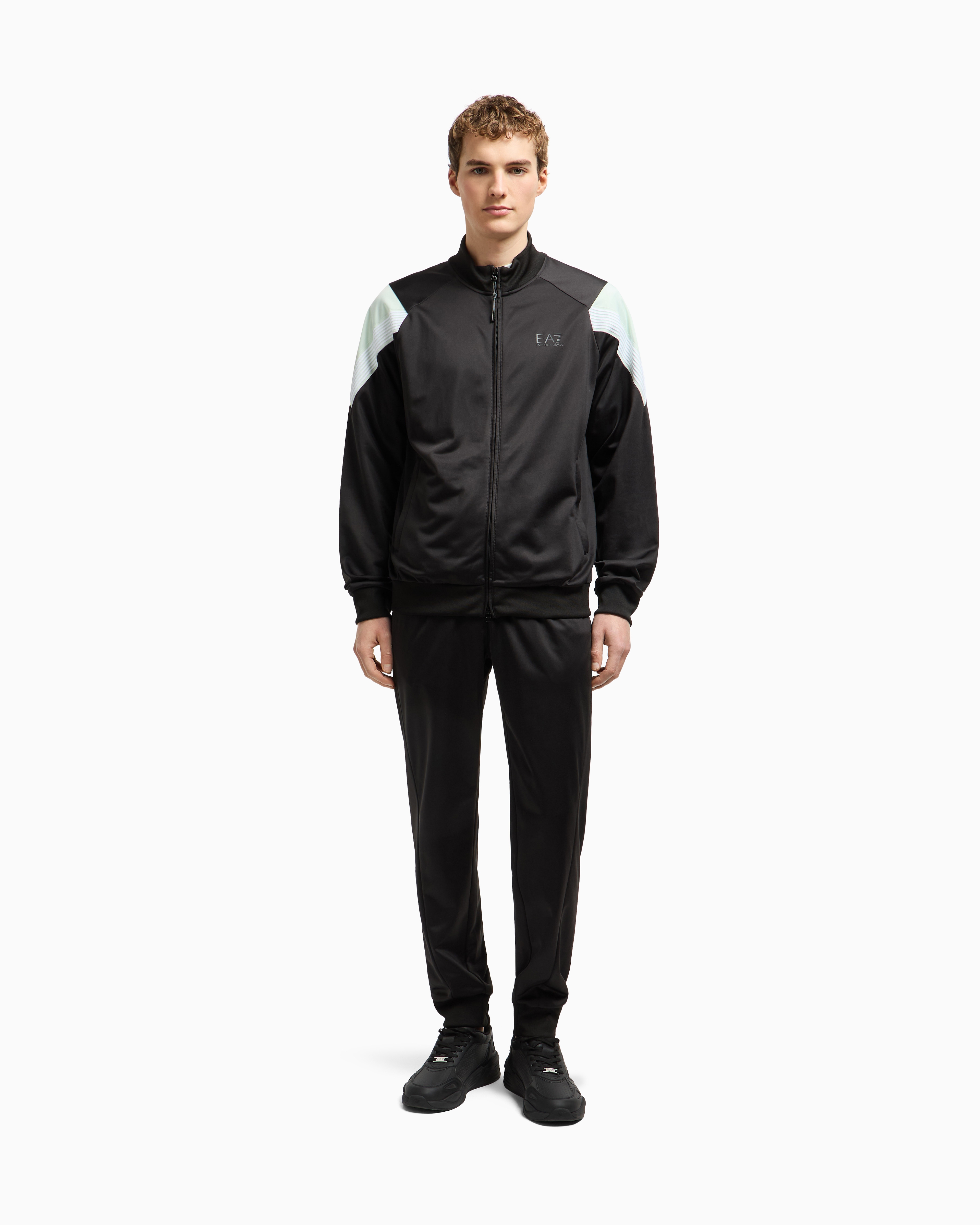 Ea7 7 Lines Tracksuit In Technical Fabric In Black