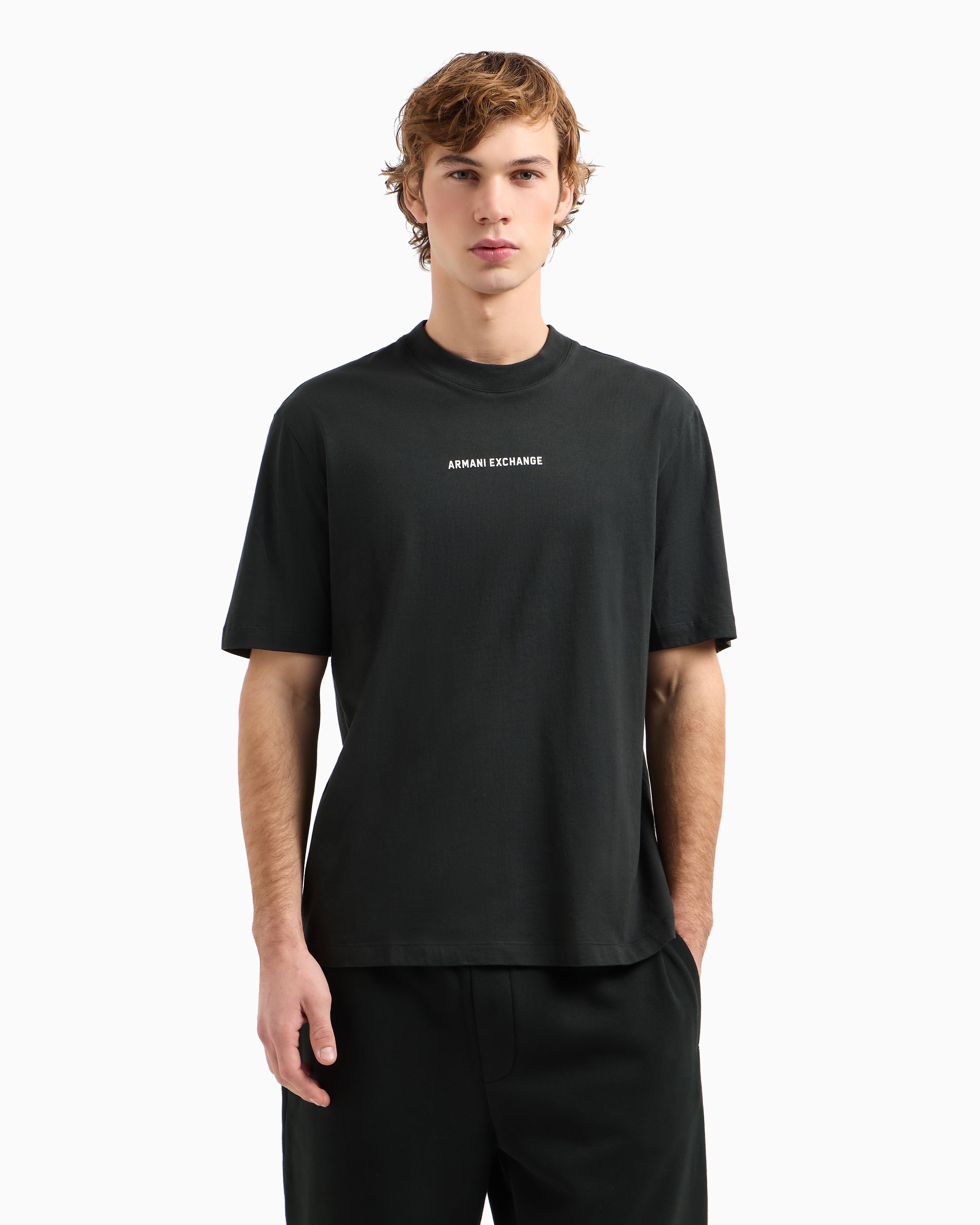 Armani Exchange - Regular fit T-shirt with logo print on front and back, Man, Green, Size: