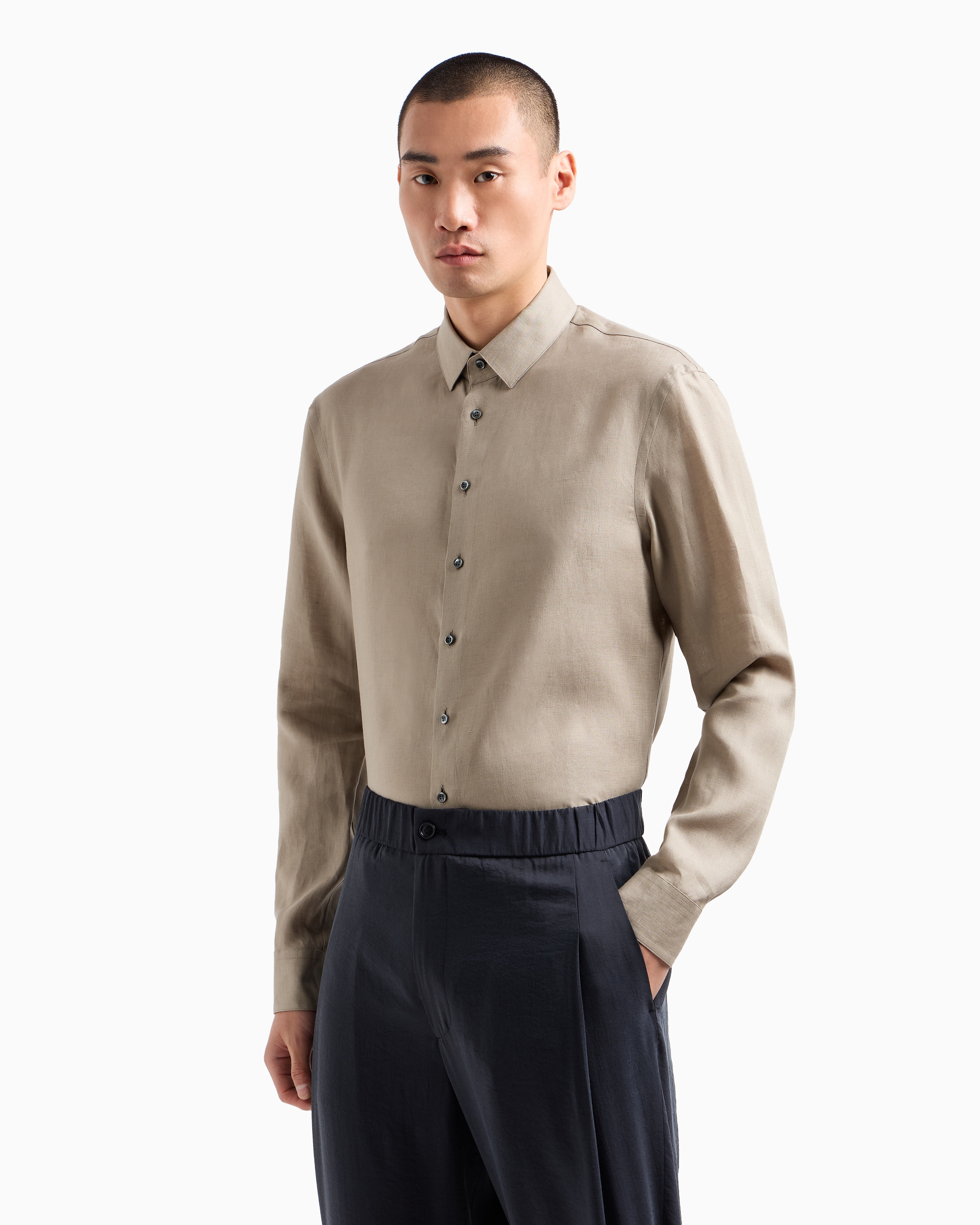 EMPORIO ARMANI アルマーニ シャツ リネンシャツ エンポリオ