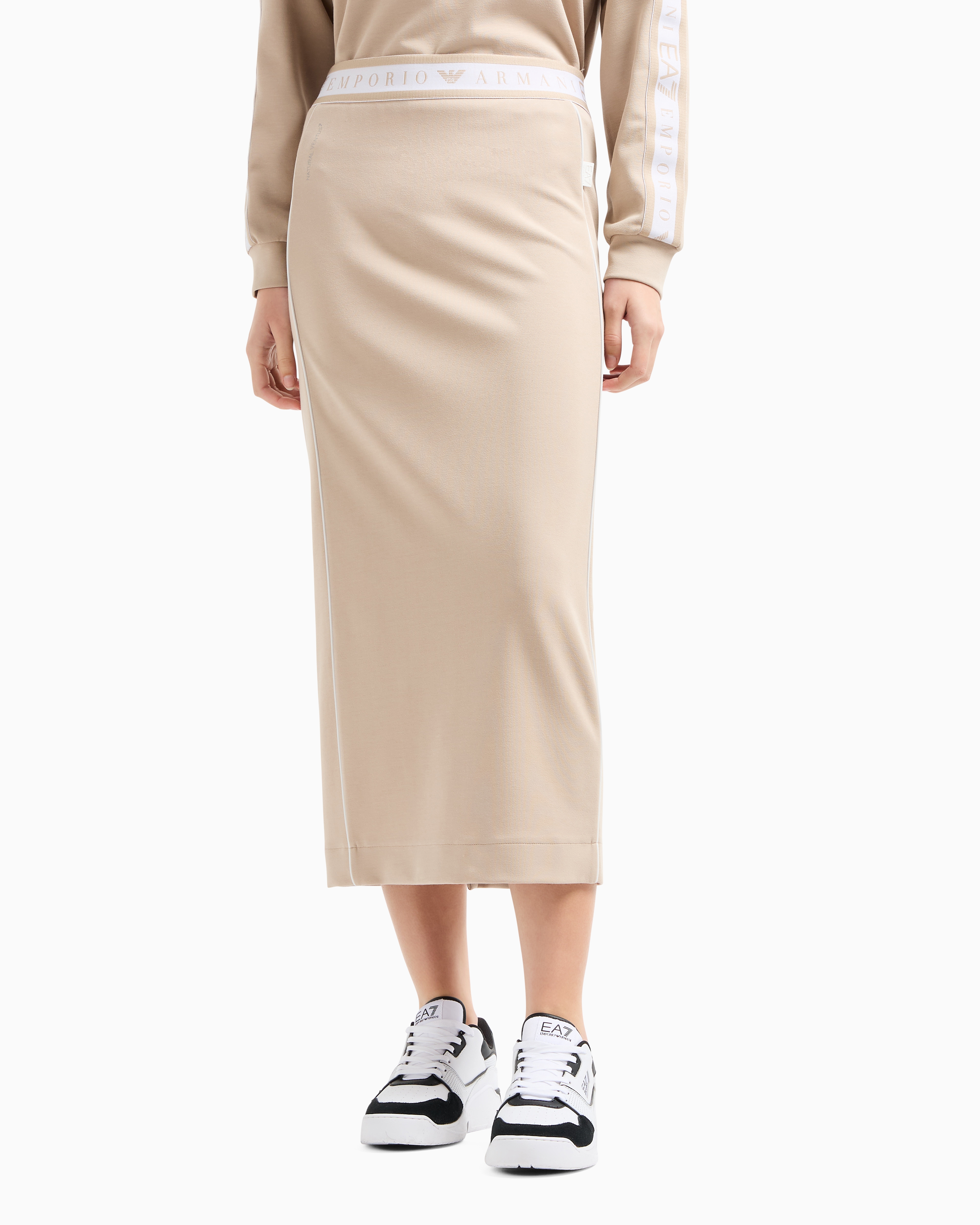EA7 DYNAMIC ATHLETE LONG SKIRT IN NATURAL VENTUS7 TECHNICAL FABRIC