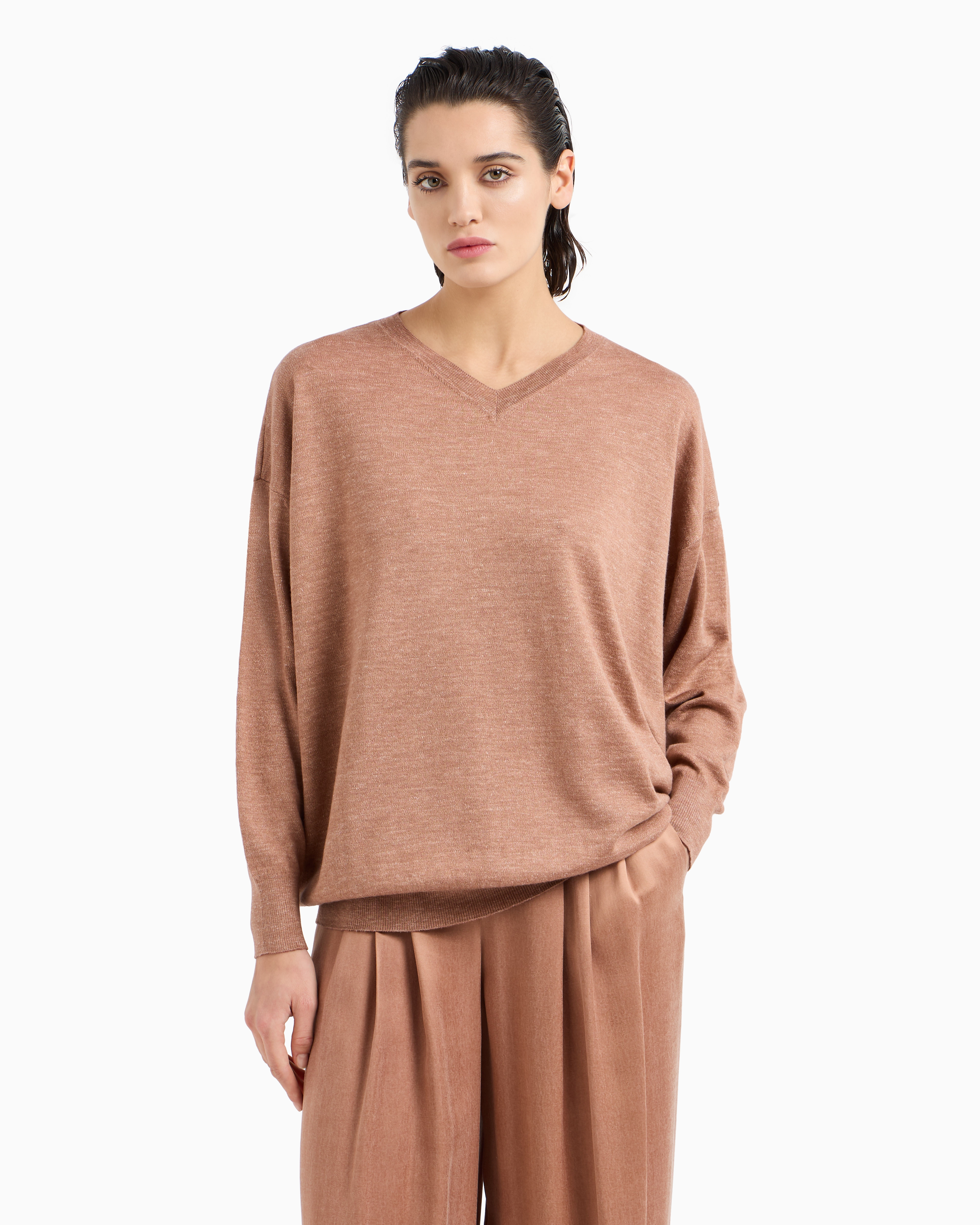 Giorgio Armani Cashmere, Silk And Hemp V-neck Jumper