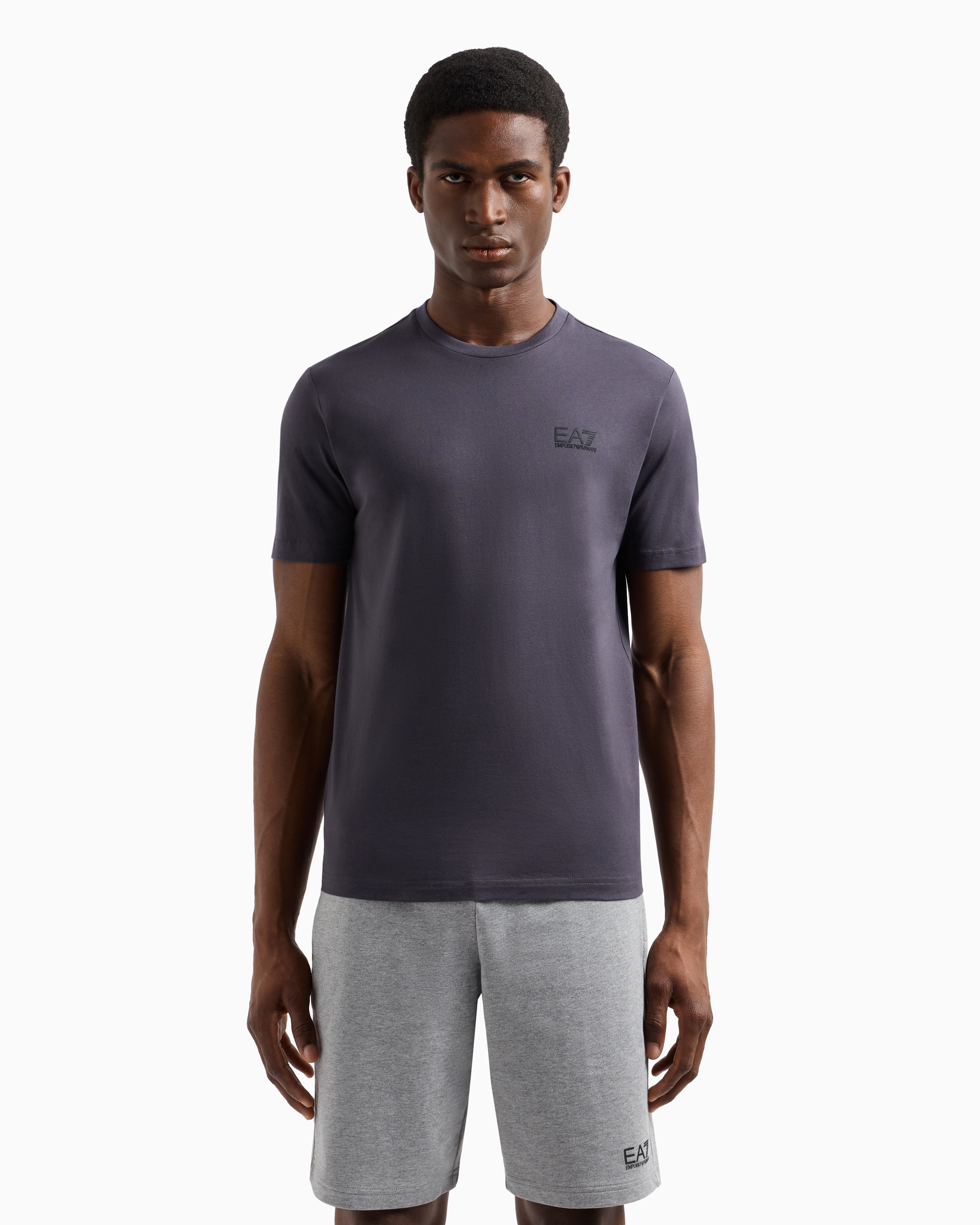 Ea7 Pima Cotton Core Identity T-shirt In Grey