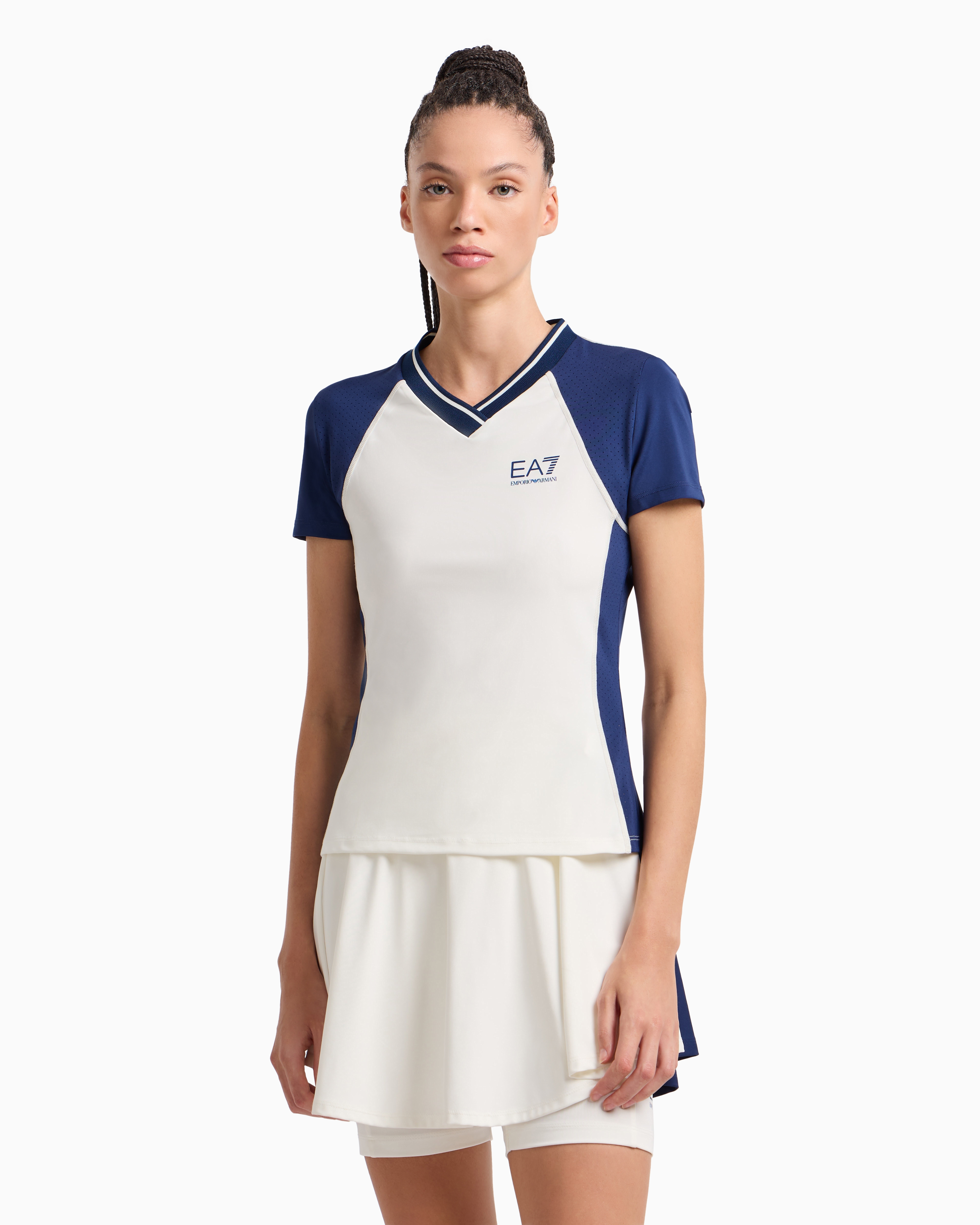 Ea7 Tennis Pro T-shirt In Ventus7 Technical Fabric In White