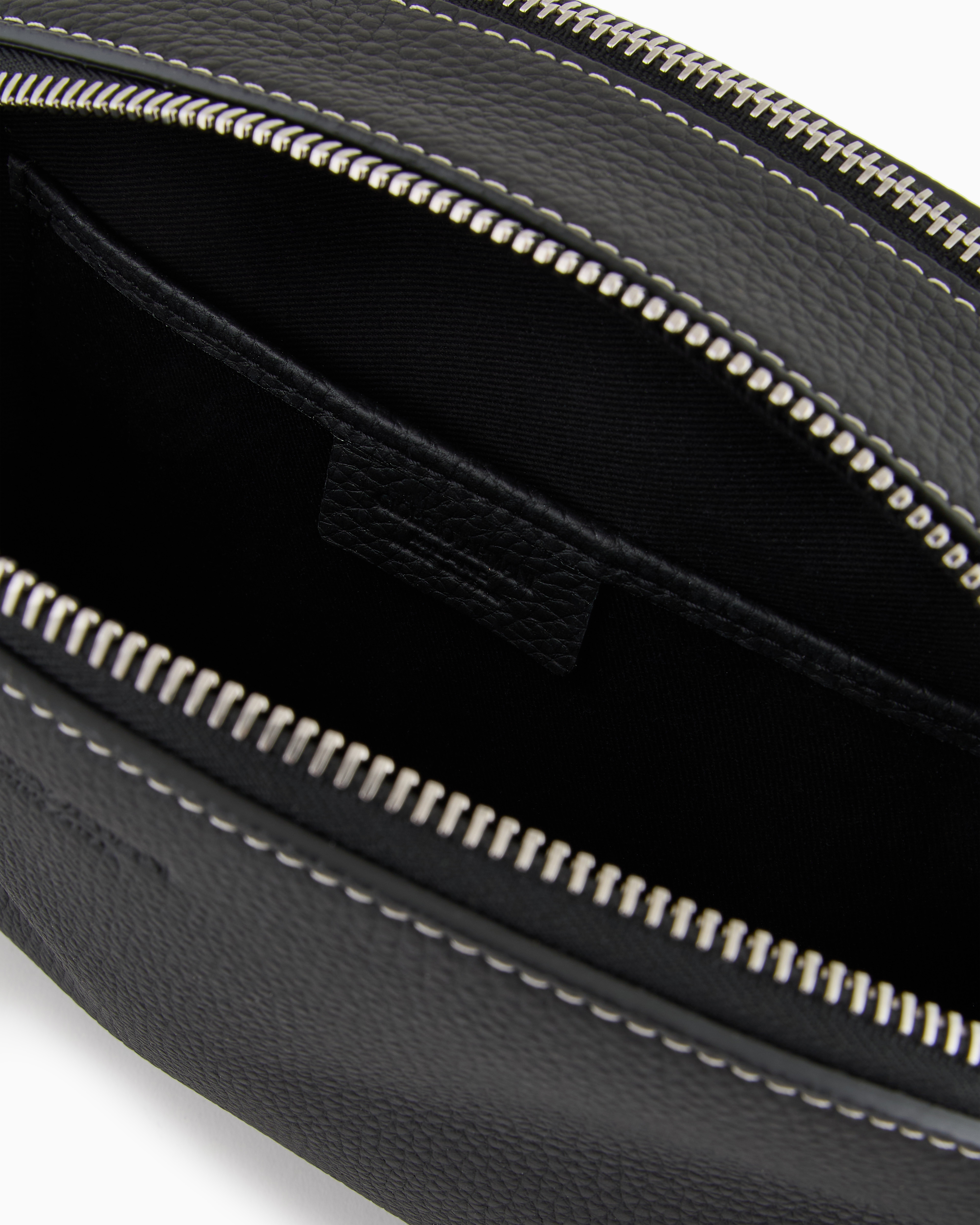 Giorgio Armani Crossbody Bag In Pebbled Leather In Black