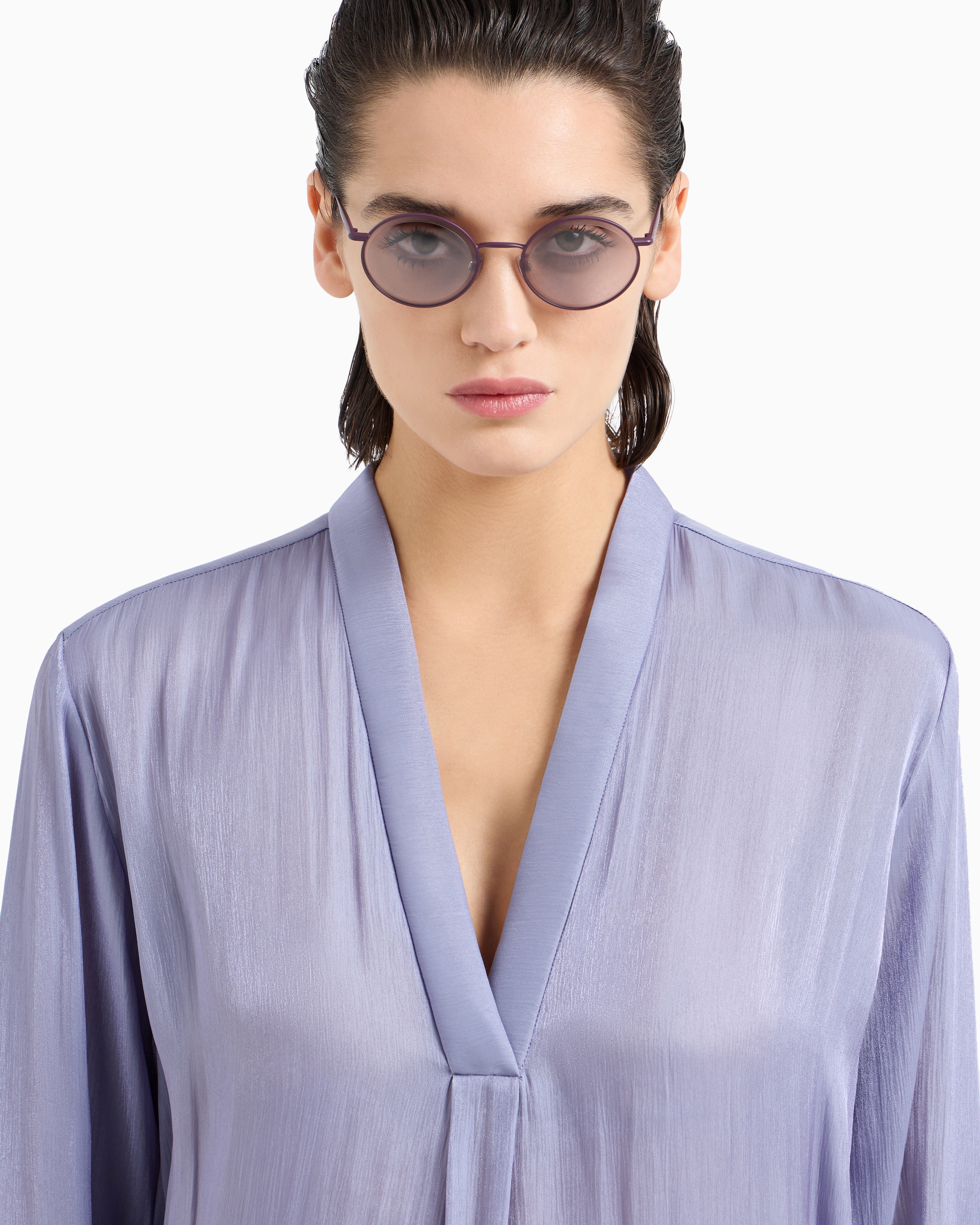 Giorgio Armani Long Shirt In Shiny Fabric