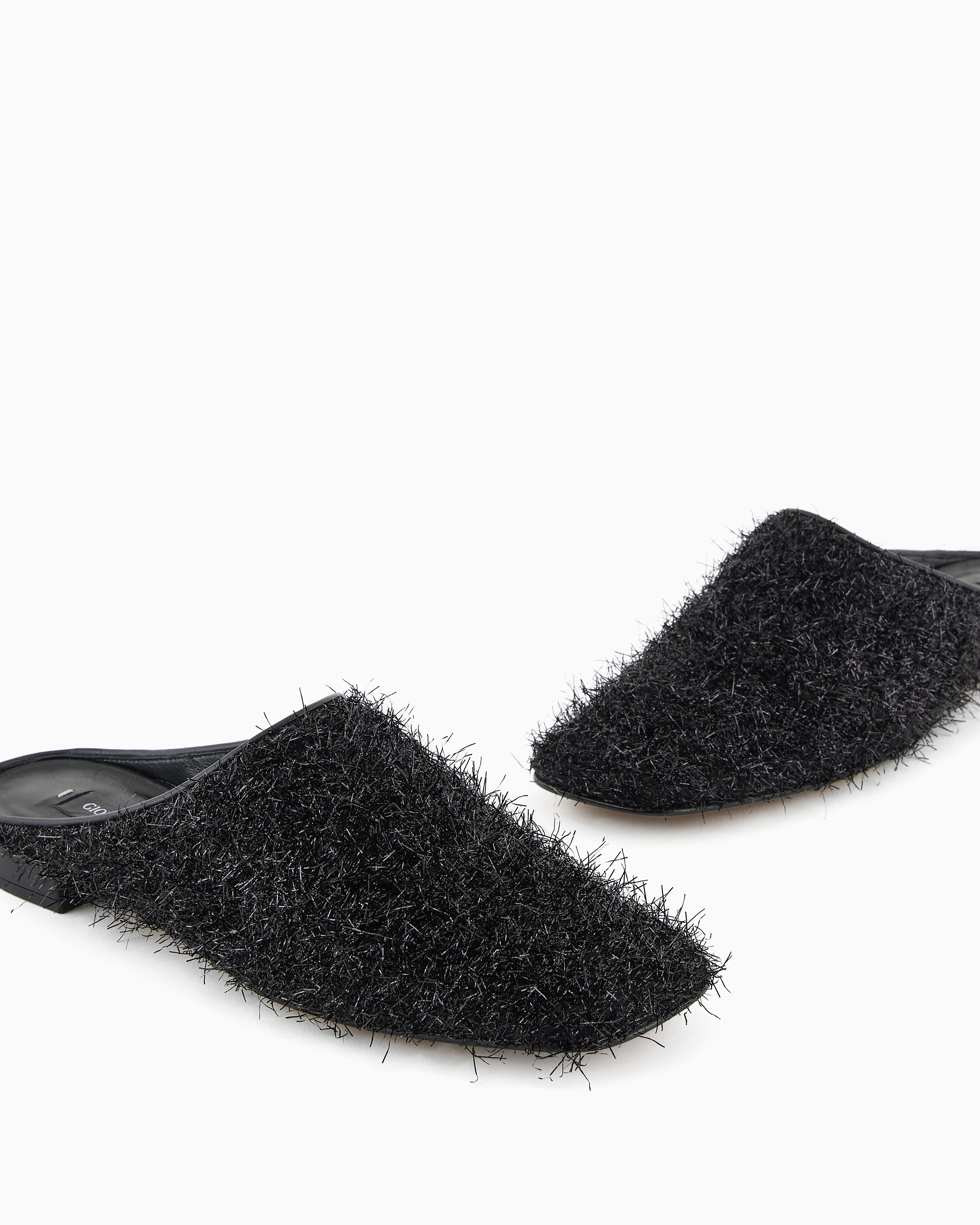 Giorgio Armani X 10 Corso Como Mules In Fur-effect Fabric In Black