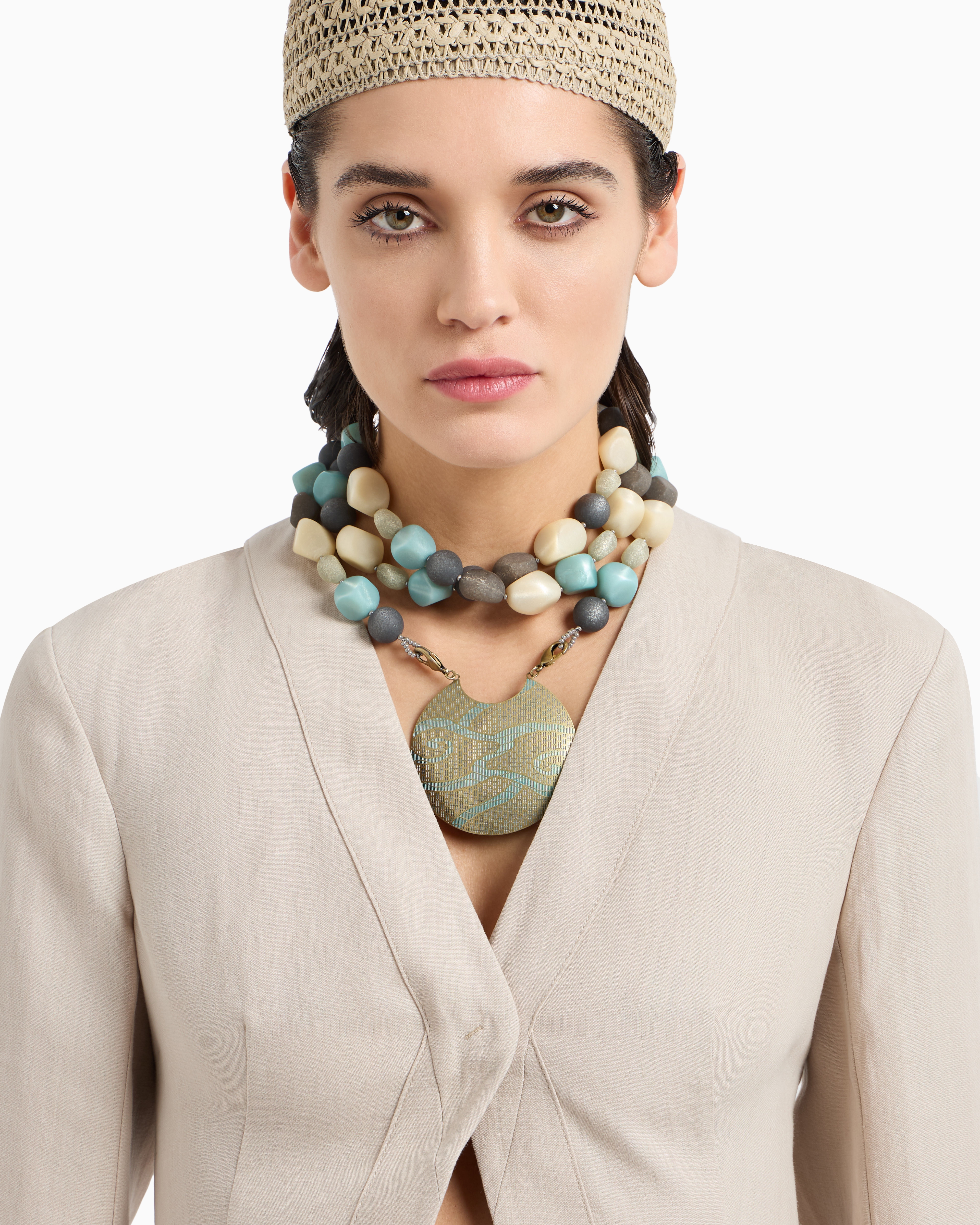 Giorgio Armani Multistrand Necklace In Resin And Brass