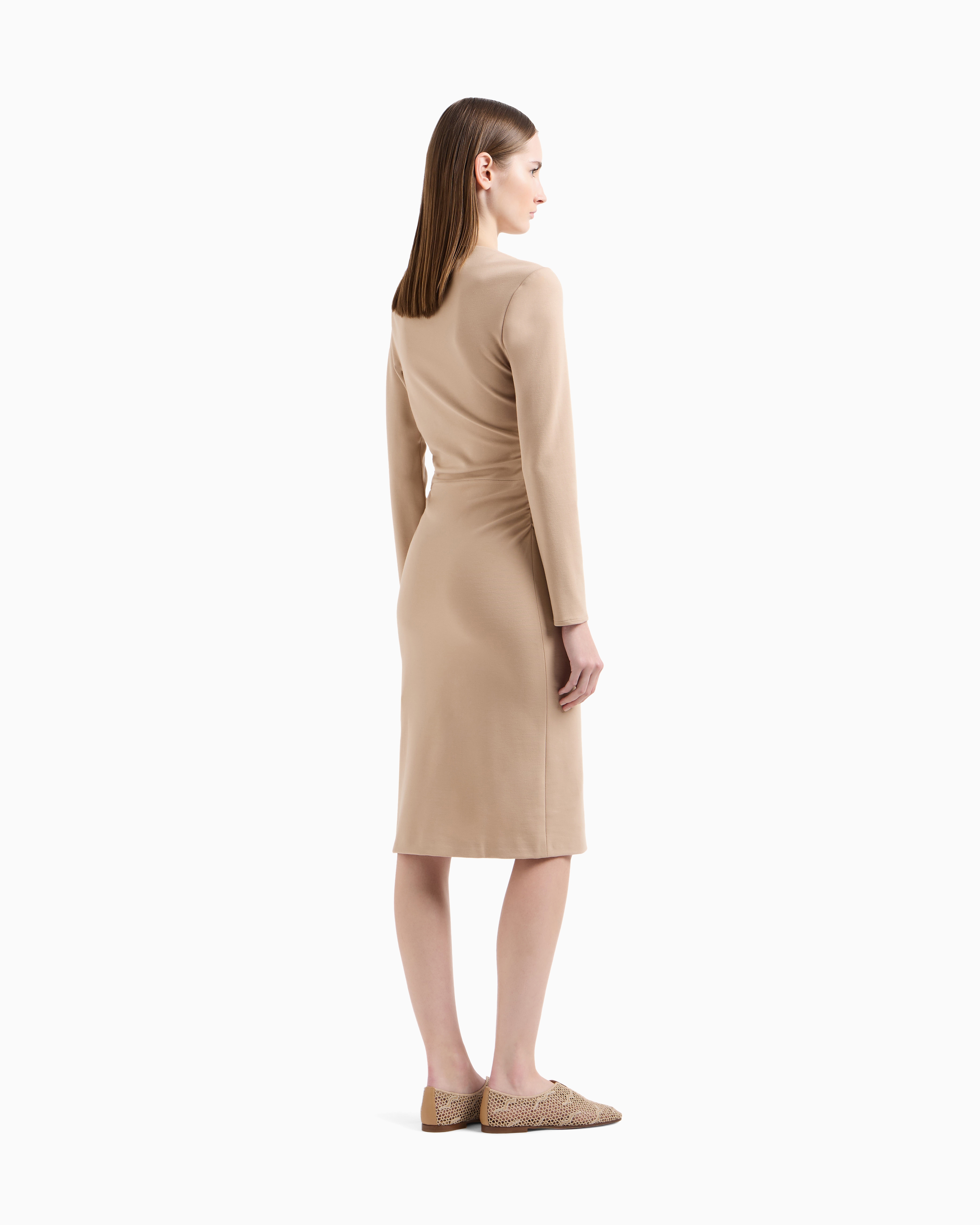 Giorgio Armani Viscose-blend Milano-stitch Midi Dress In Pink