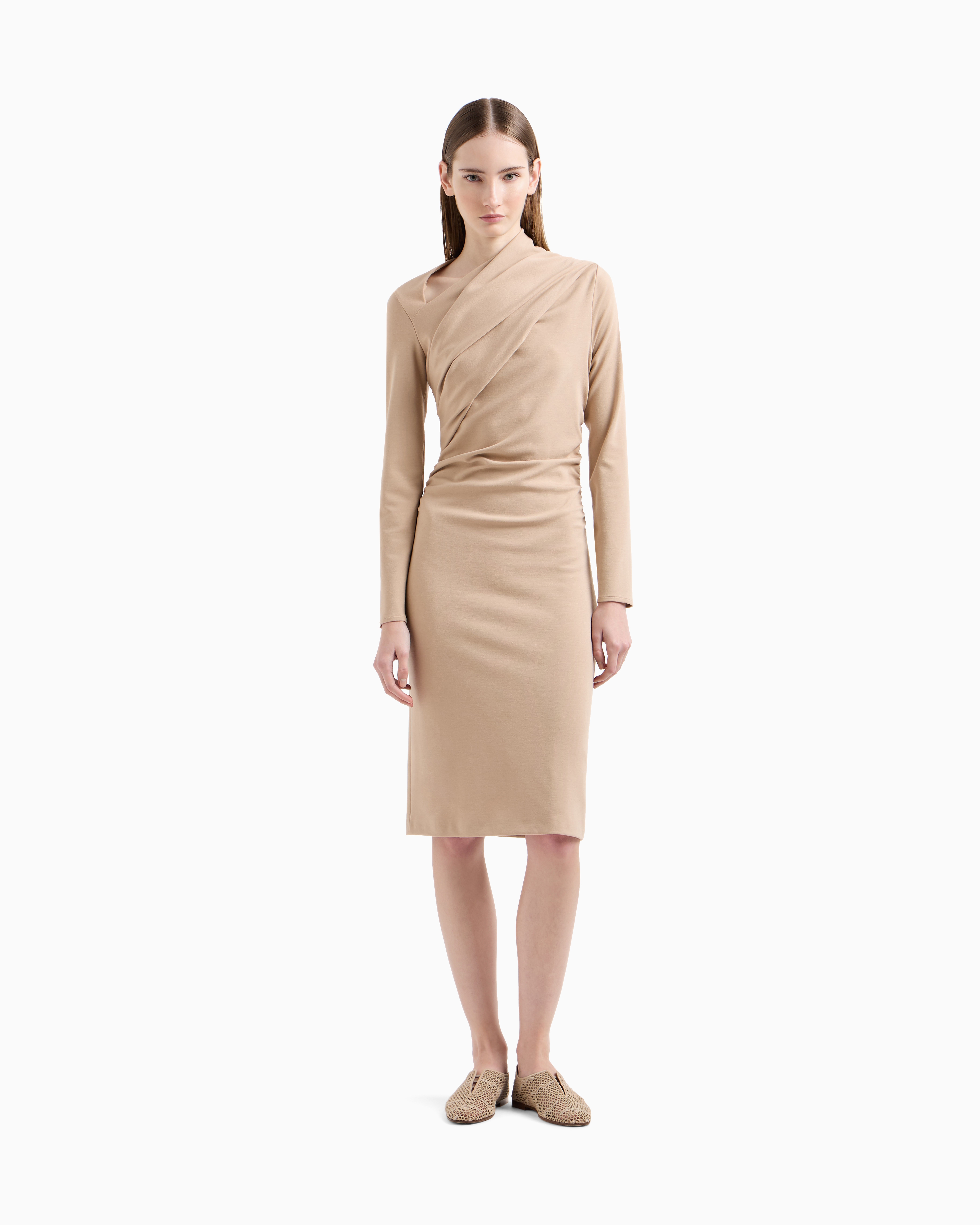 Giorgio Armani Viscose-blend Milano-stitch Midi Dress In Pink