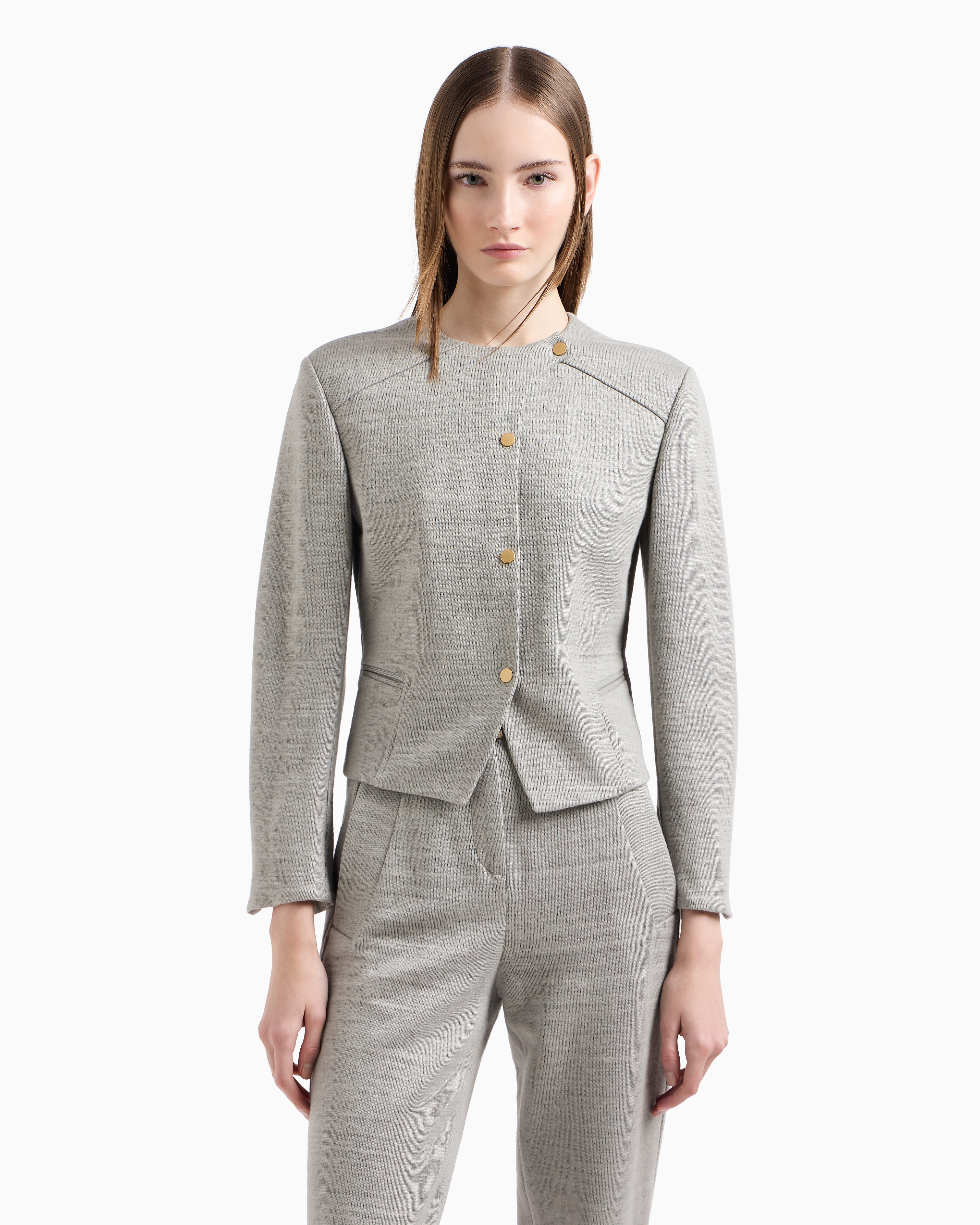 Short jacket in a viscose and linen jersey | Giorgio Armani