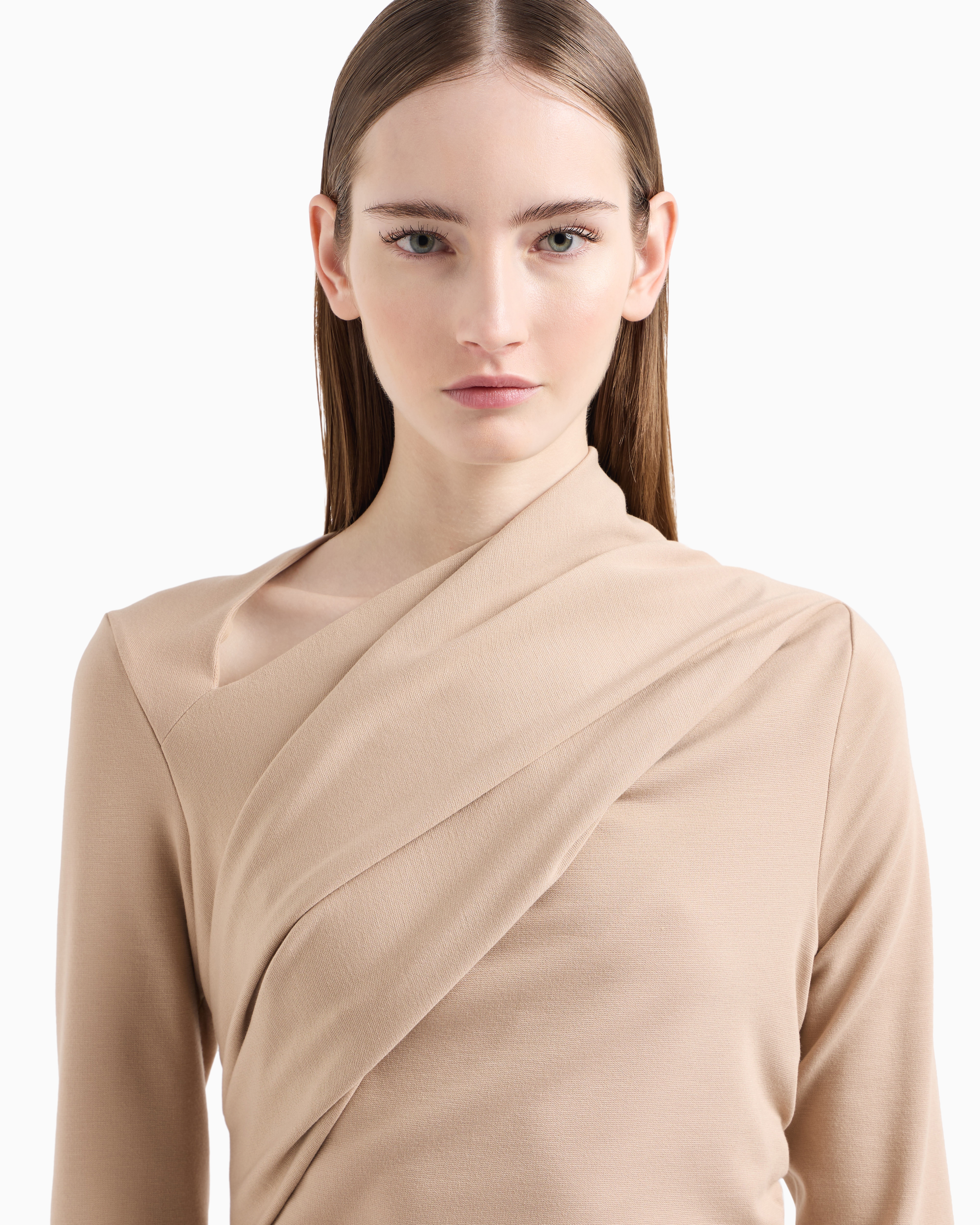 Giorgio Armani Viscose-blend Milano-stitch Midi Dress In Pink