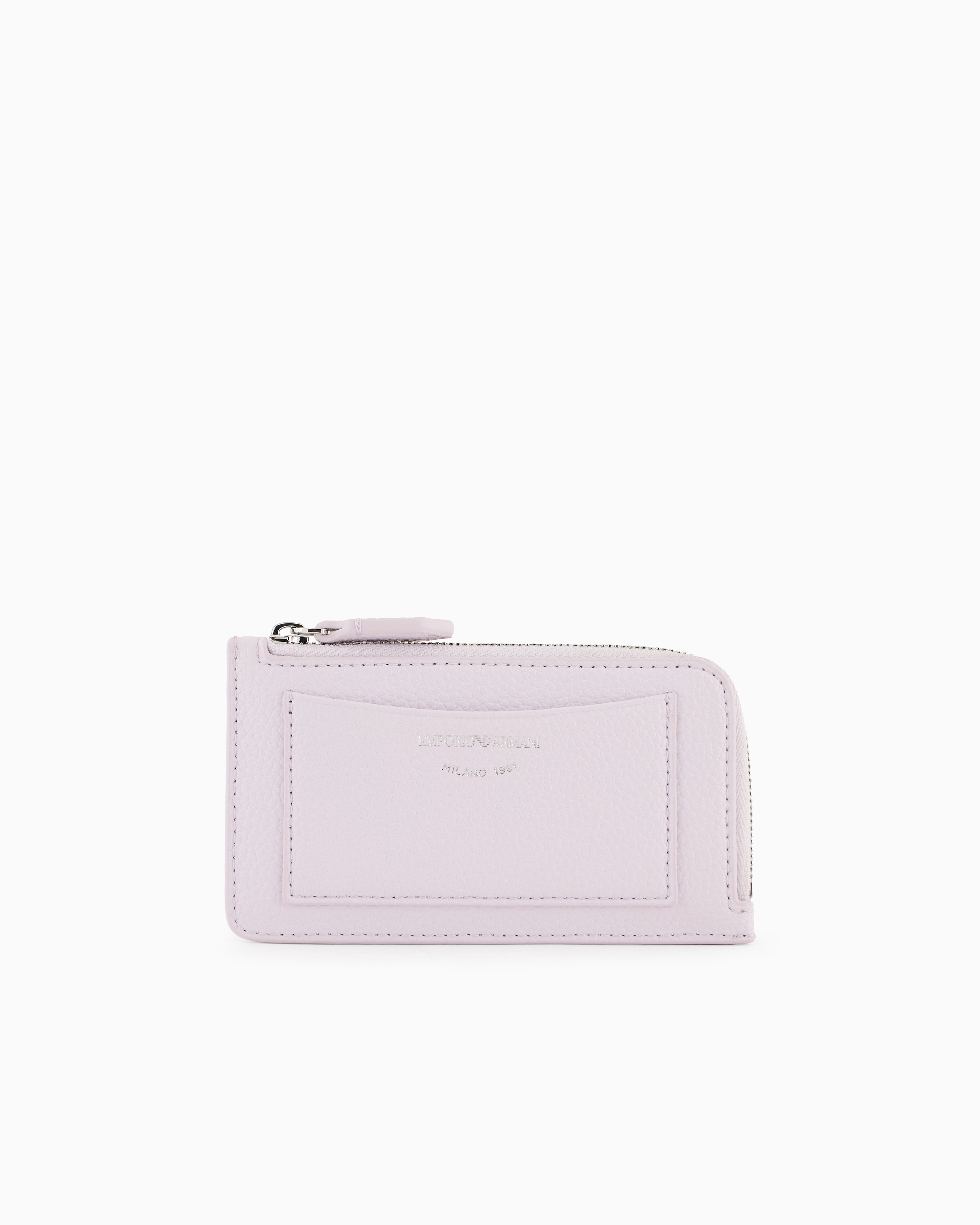 Emporio Armani Myea Deer-print Card Holder With Wrap-around Zip In Pink
