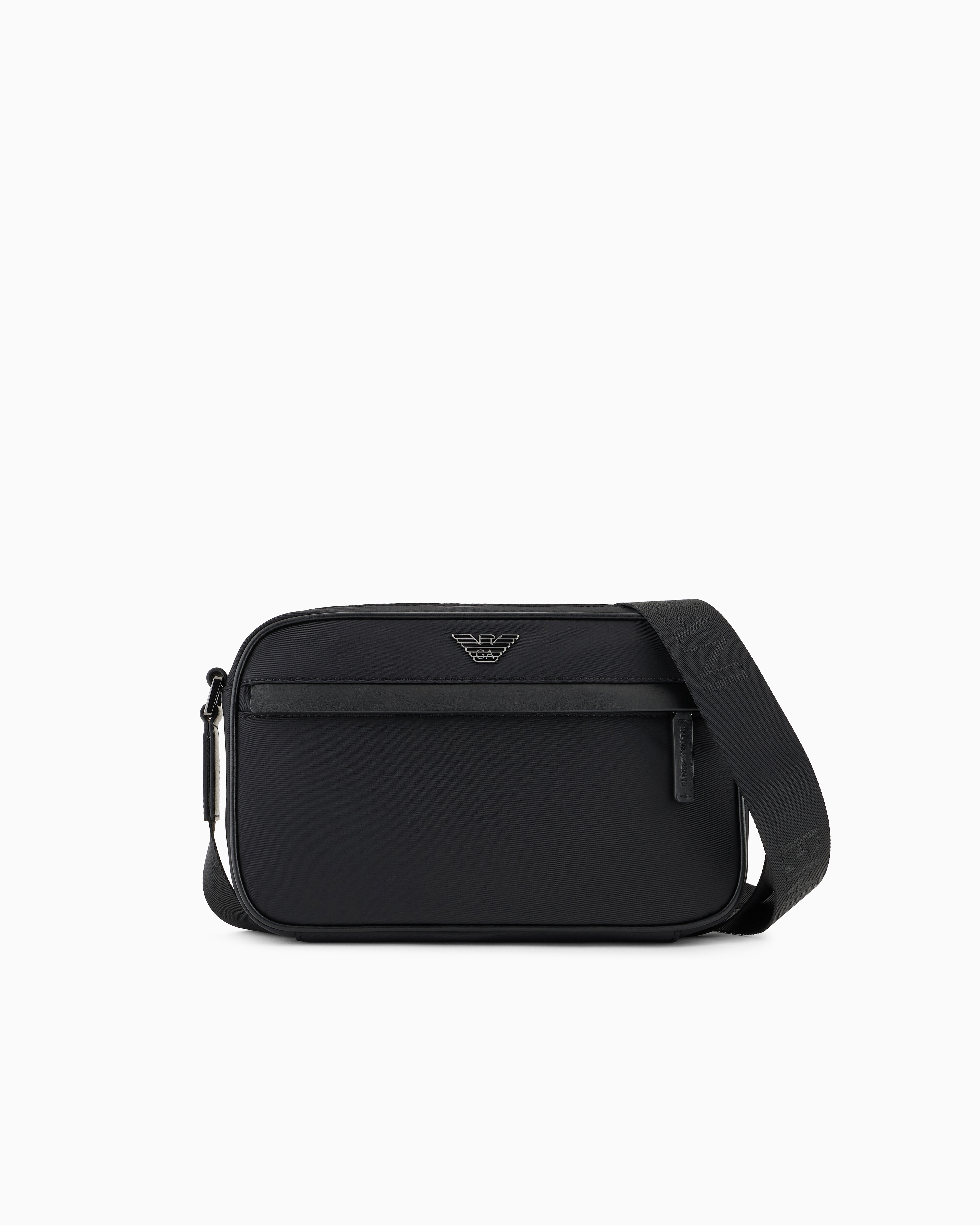 Emporio Armani Asv Recycled Nylon Shoulder Bag In Black