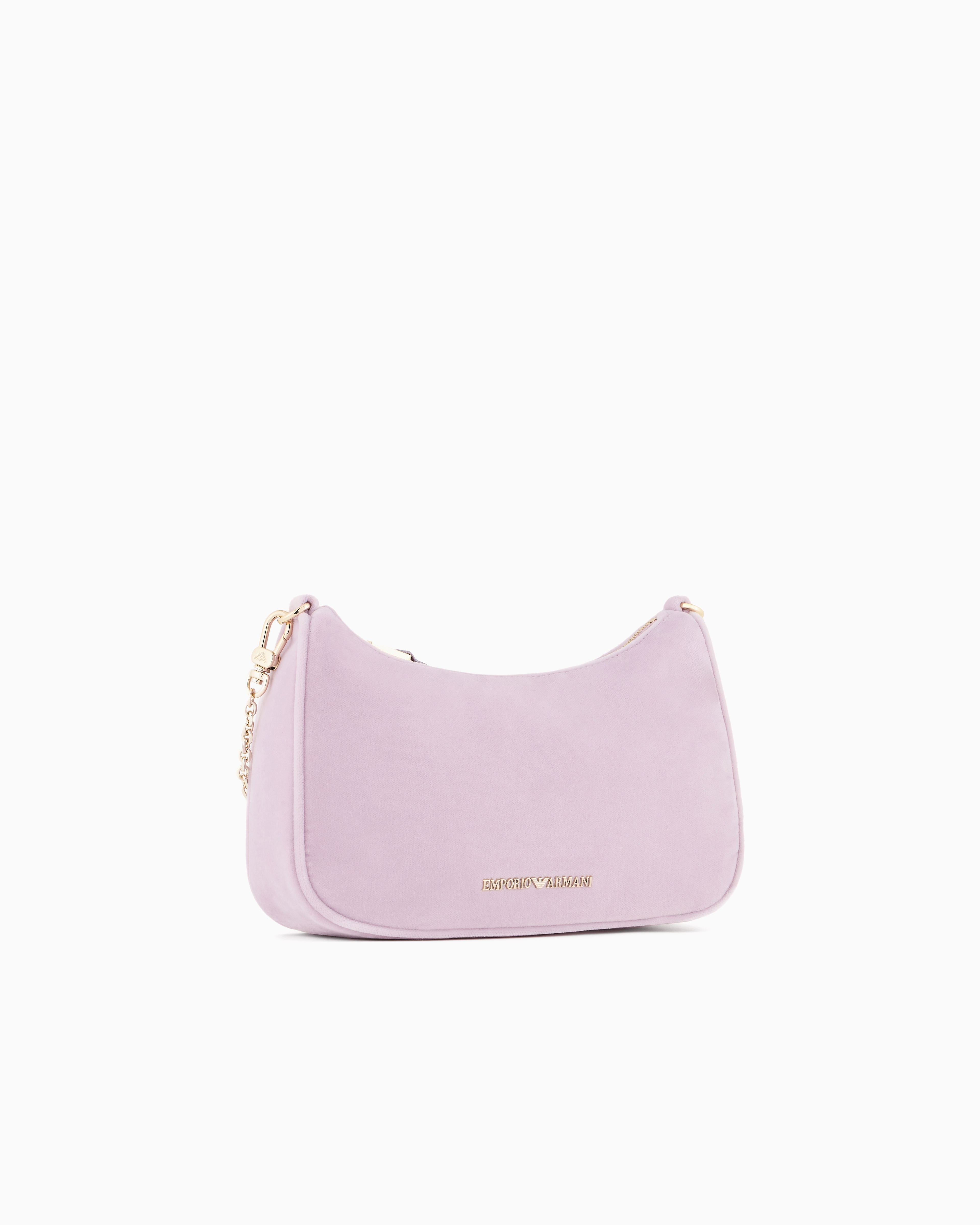 Emporio Armani Velvet Baguette Shoulder Bag In Pink