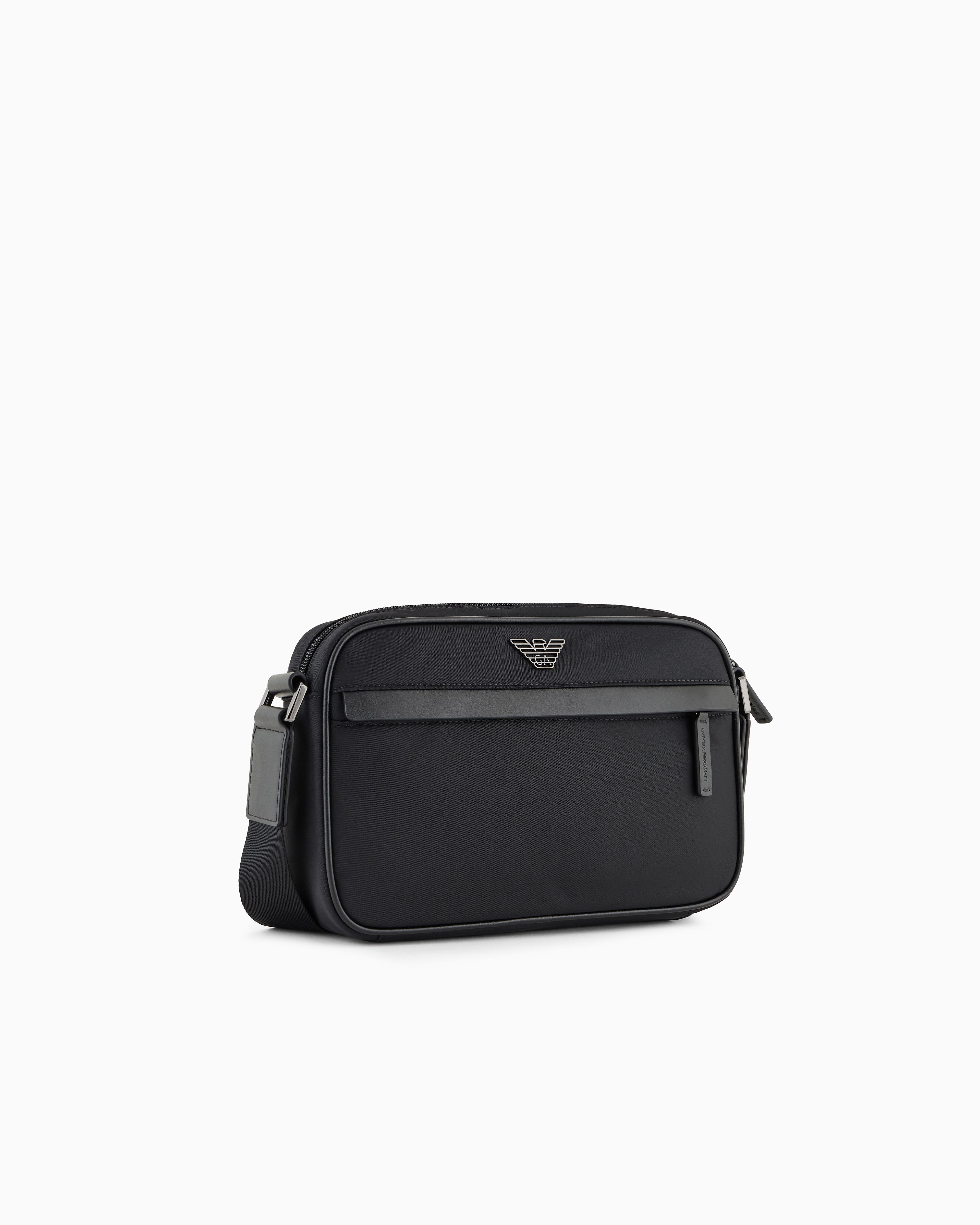 Emporio Armani Asv Recycled Nylon Shoulder Bag In Black