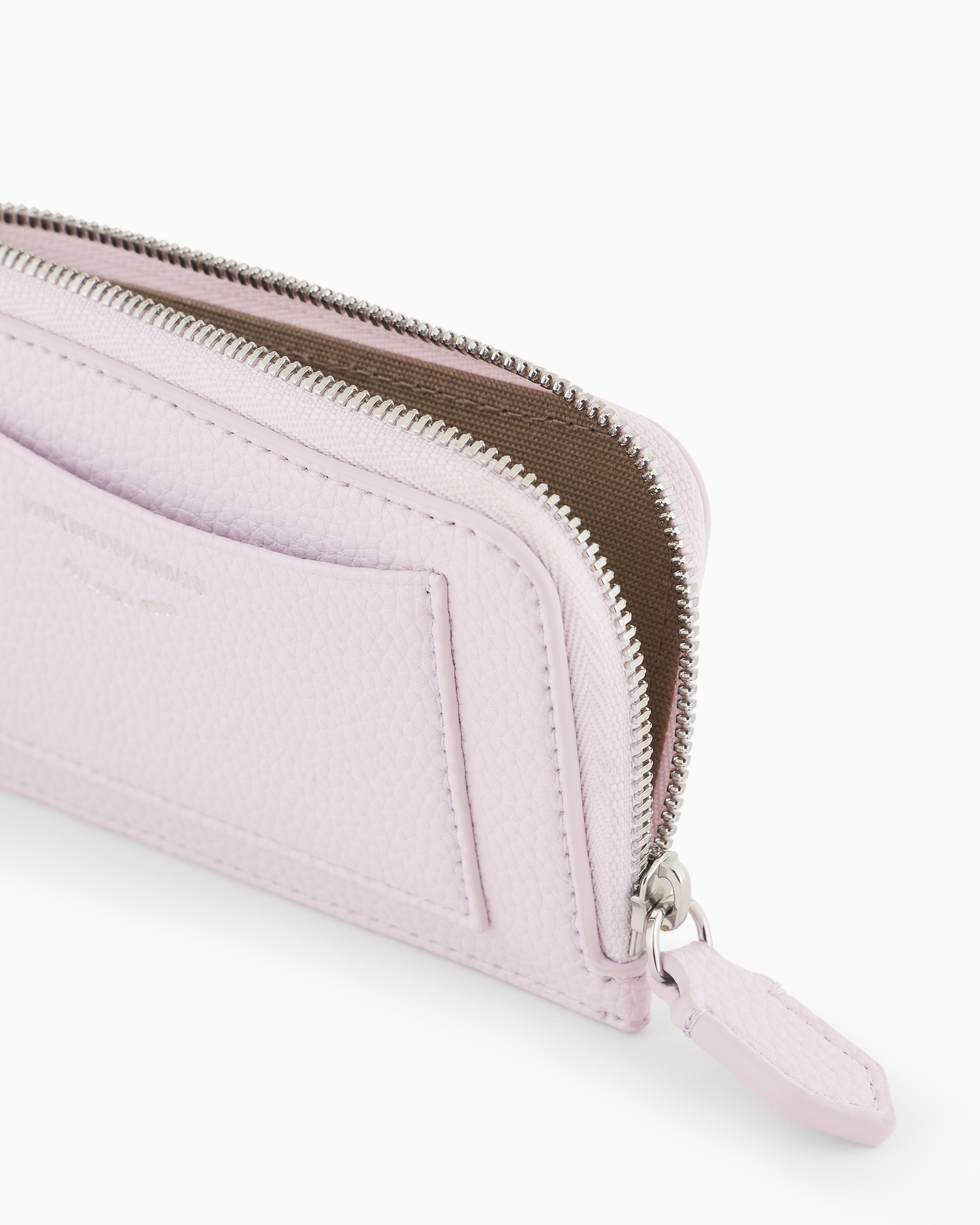 Emporio Armani Myea Deer-print Card Holder With Wrap-around Zip In Pink