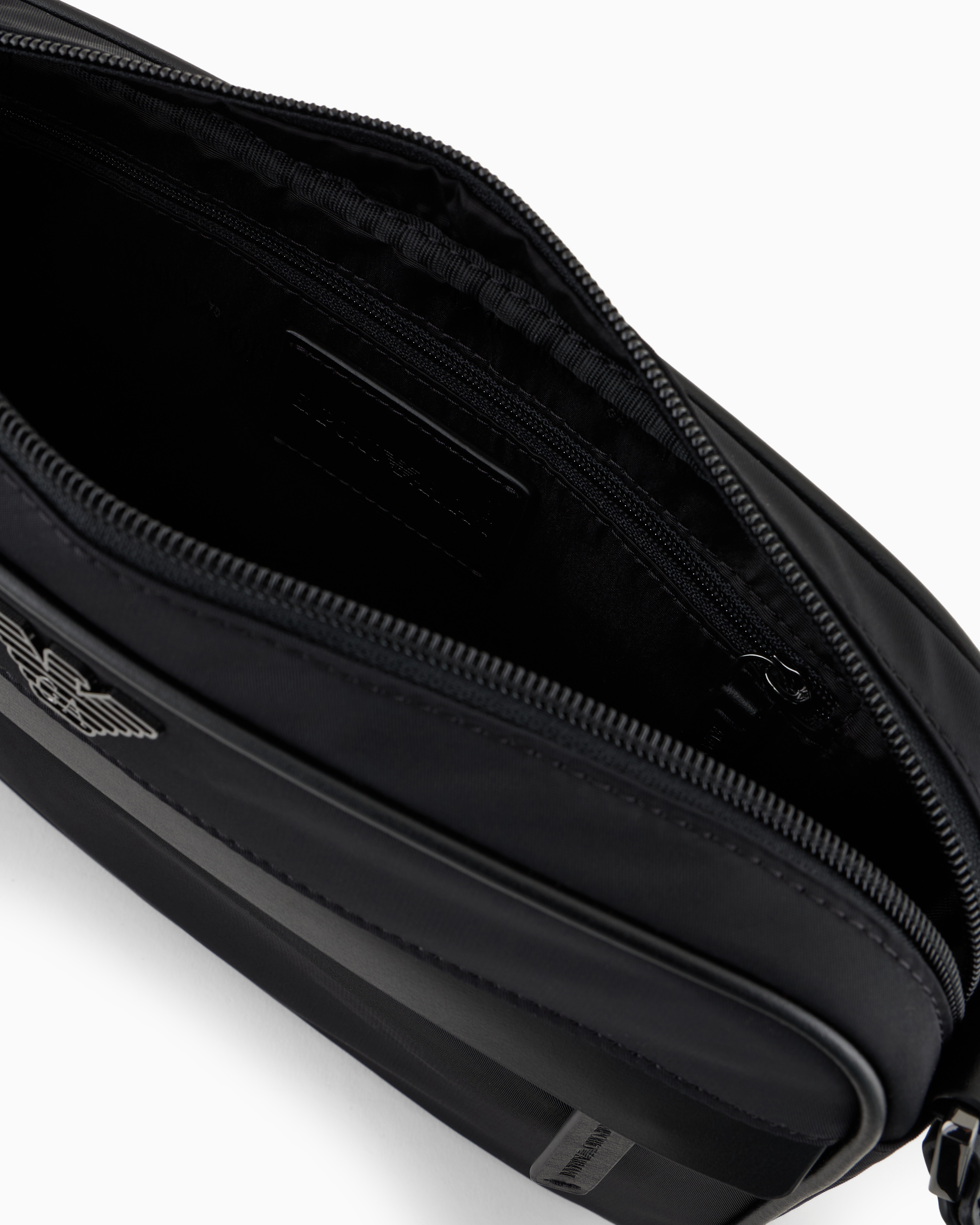 Emporio Armani Asv Recycled Nylon Shoulder Bag In Black