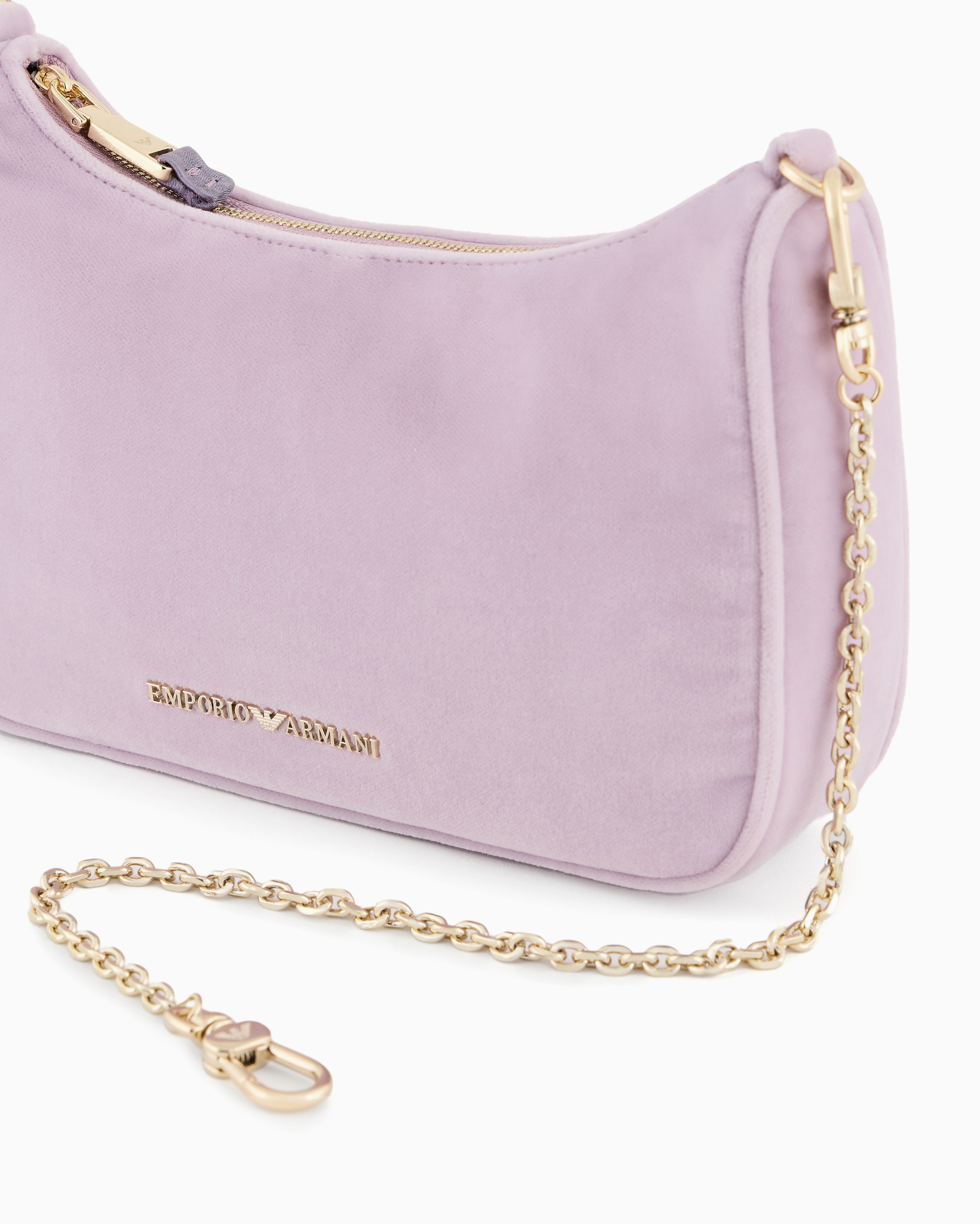 Emporio Armani Velvet Baguette Shoulder Bag In Pink