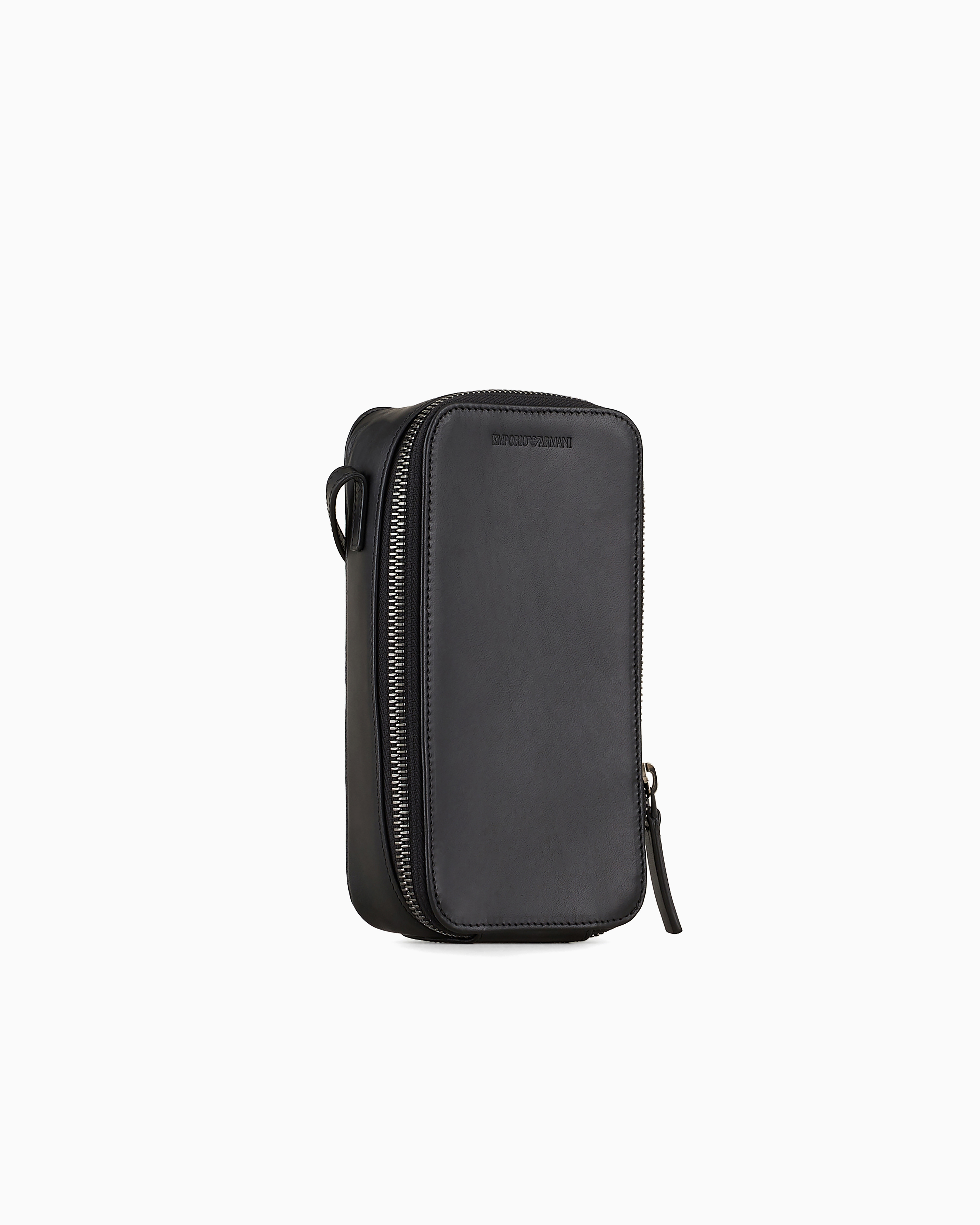 Etui pour iPhone en cuir avec logo et bandouliere Emporio Armani