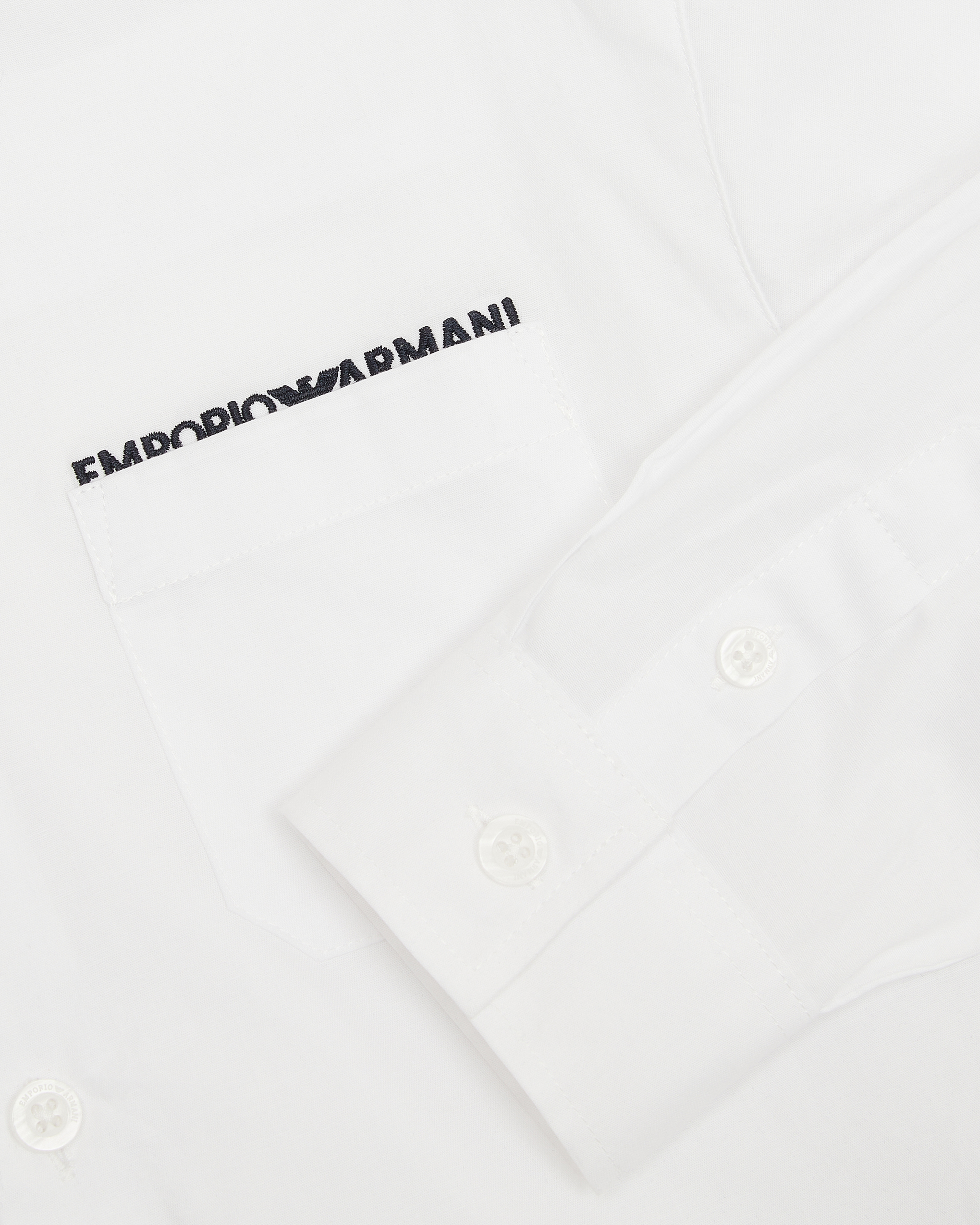 Stretch-cotton shirt with pocket and logo embroidery