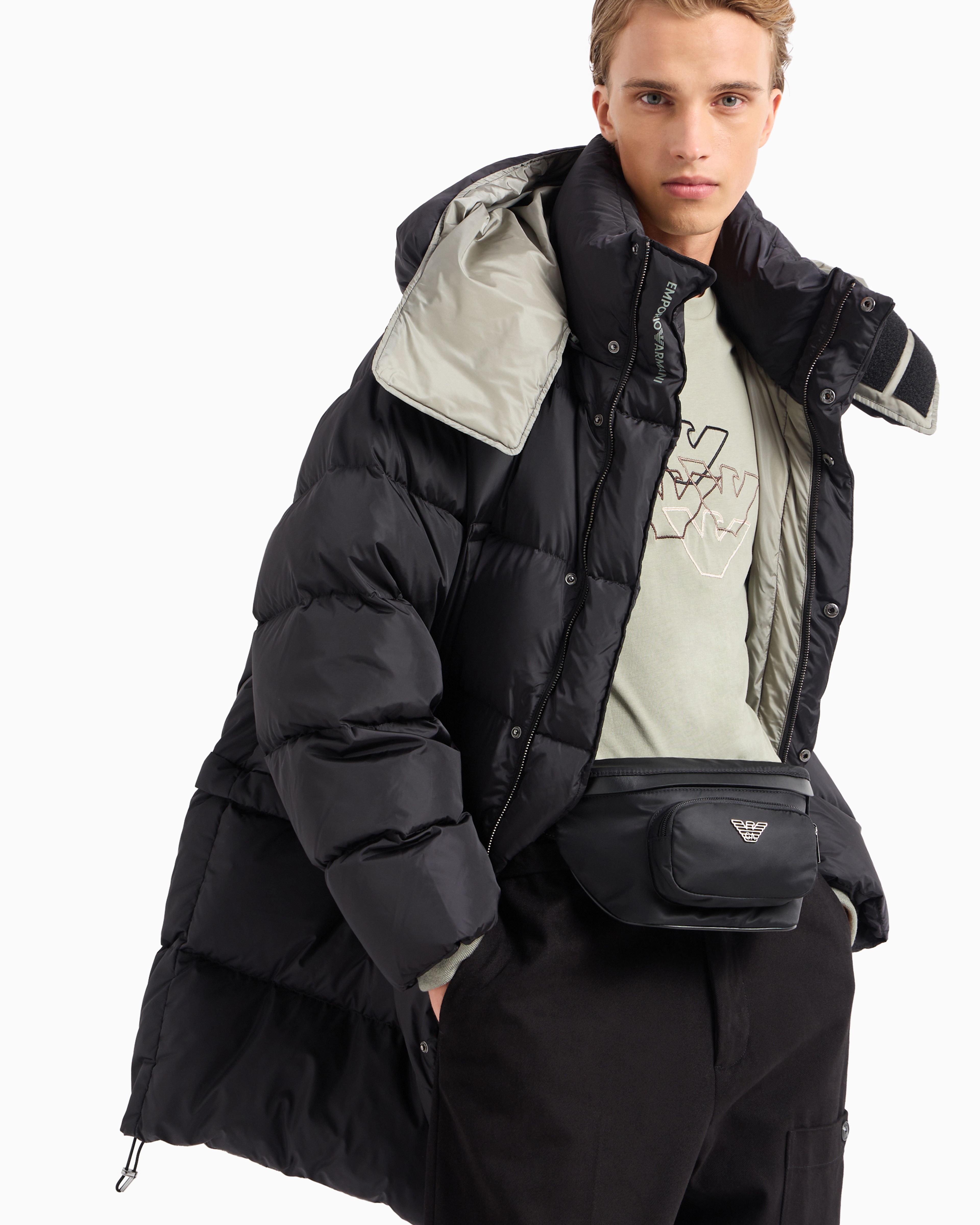 Emporio Armani◆ASV リサイクル ナイロン ショッパーバッグ Asv Woven Recycled Nylon Handbag With Chain Handle by Emporio