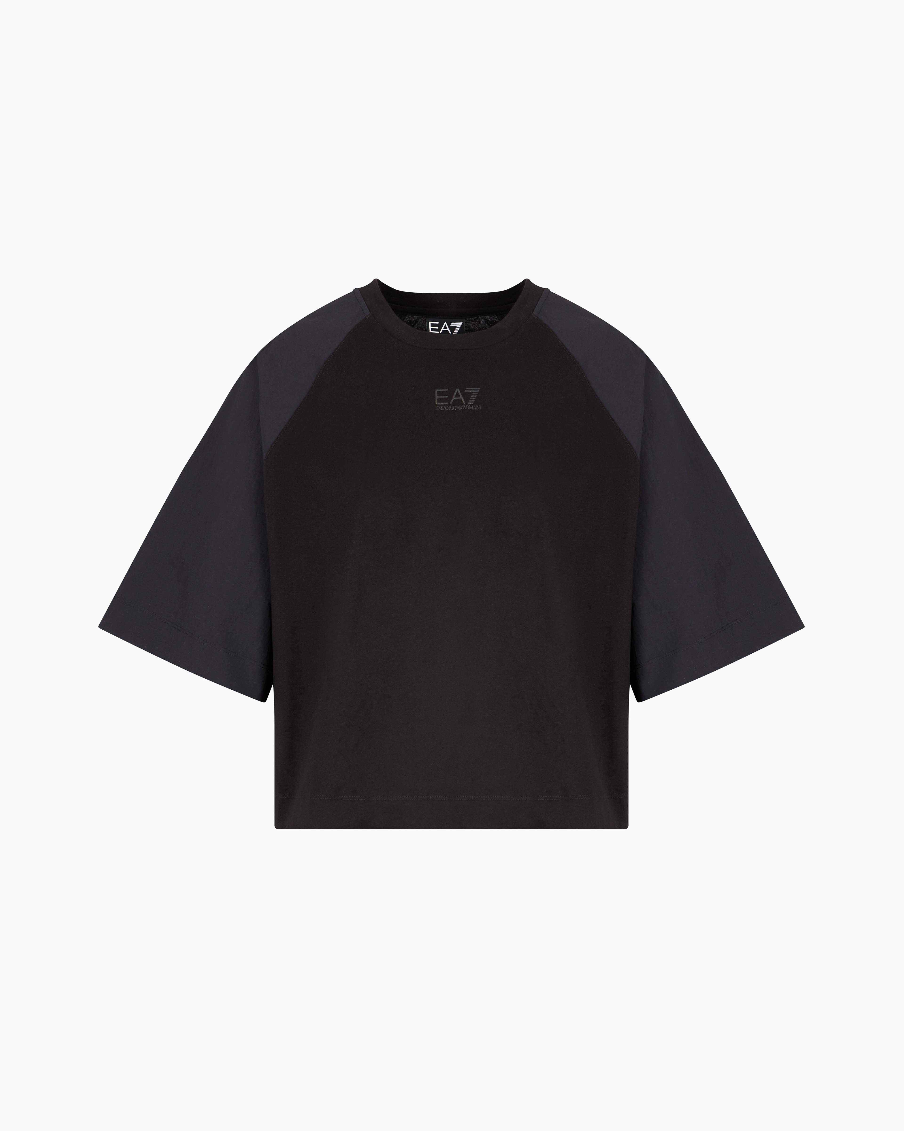 Ea7 Contemporary Sport Cotton-jersey Crew-neck T-shirt In Black