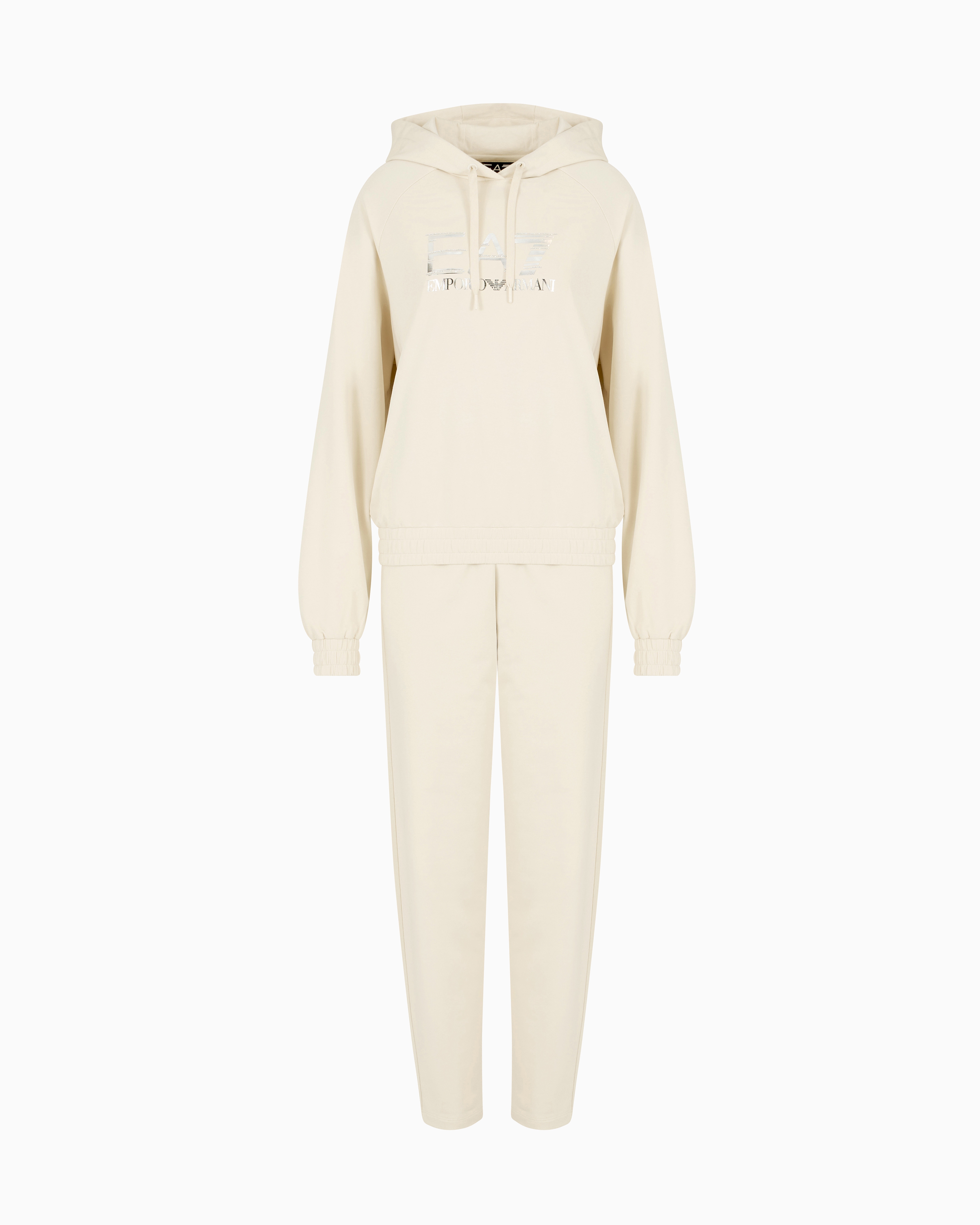 Ea7 Cotton And Modal Blend Tracksuit In Beige