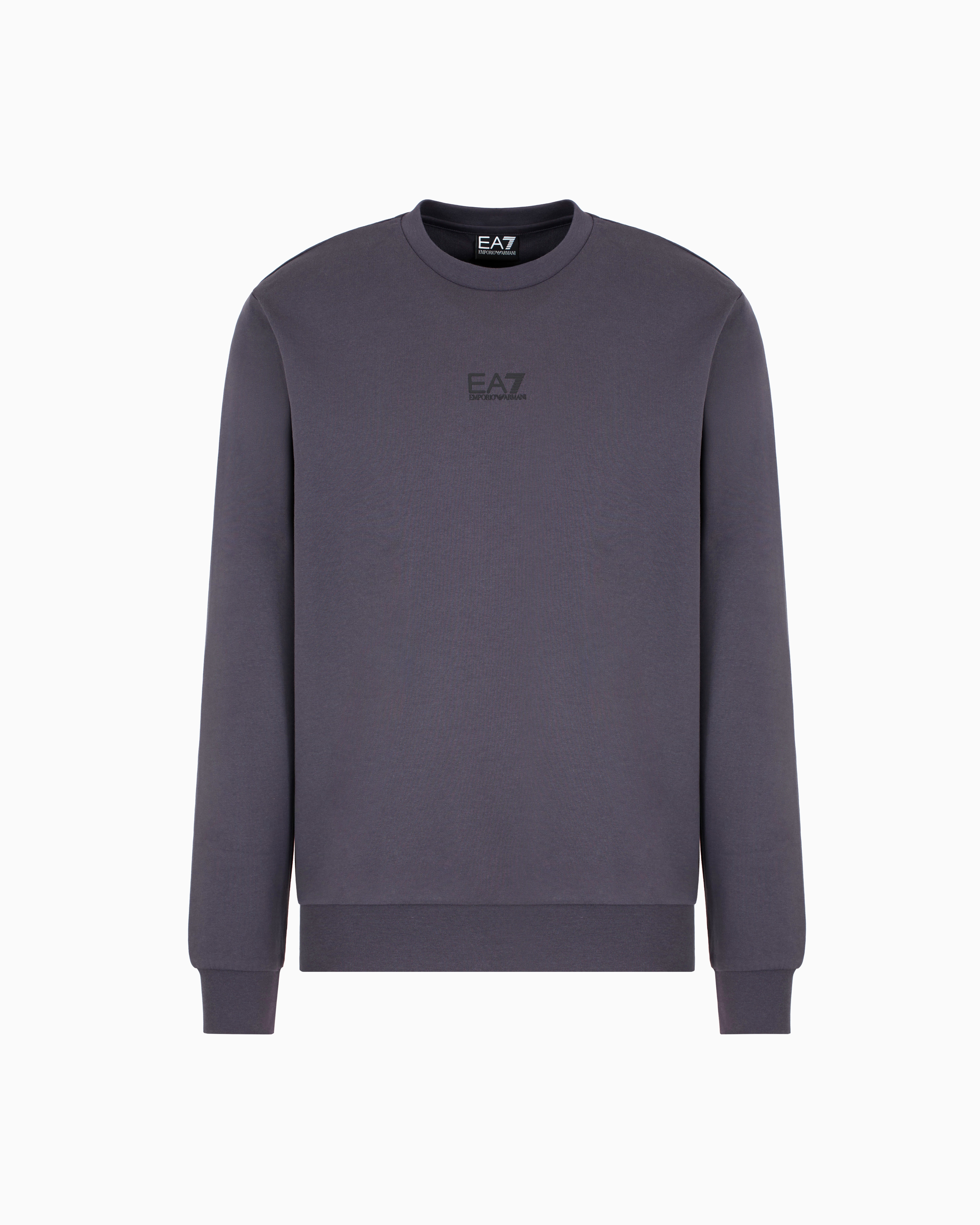 Ea7 Core Identity Cotton Crew-neck Sweatshirt In Grey