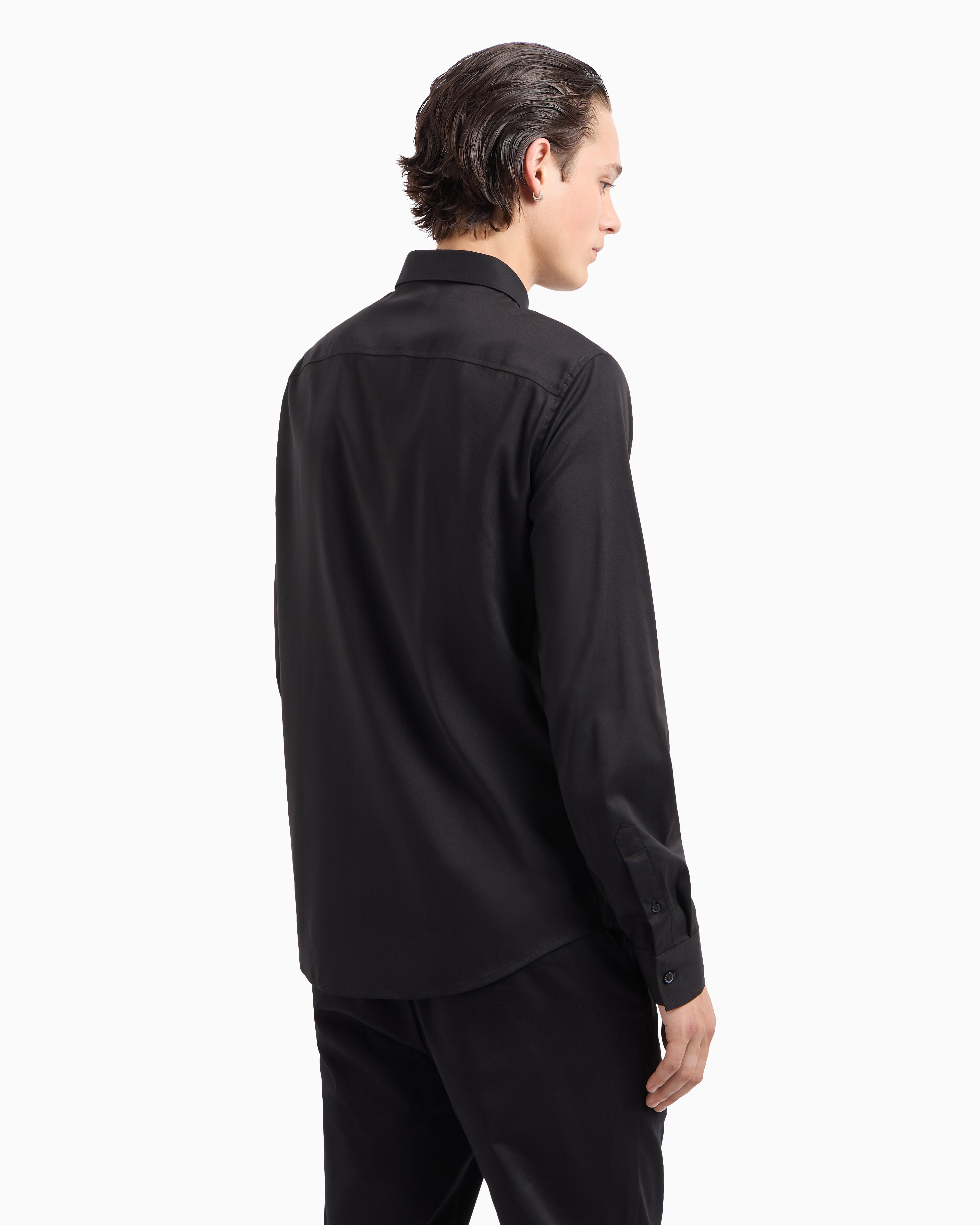 Armani Exchange - Regular fit shirt ultra stretch fabric, Man, Black, Size: