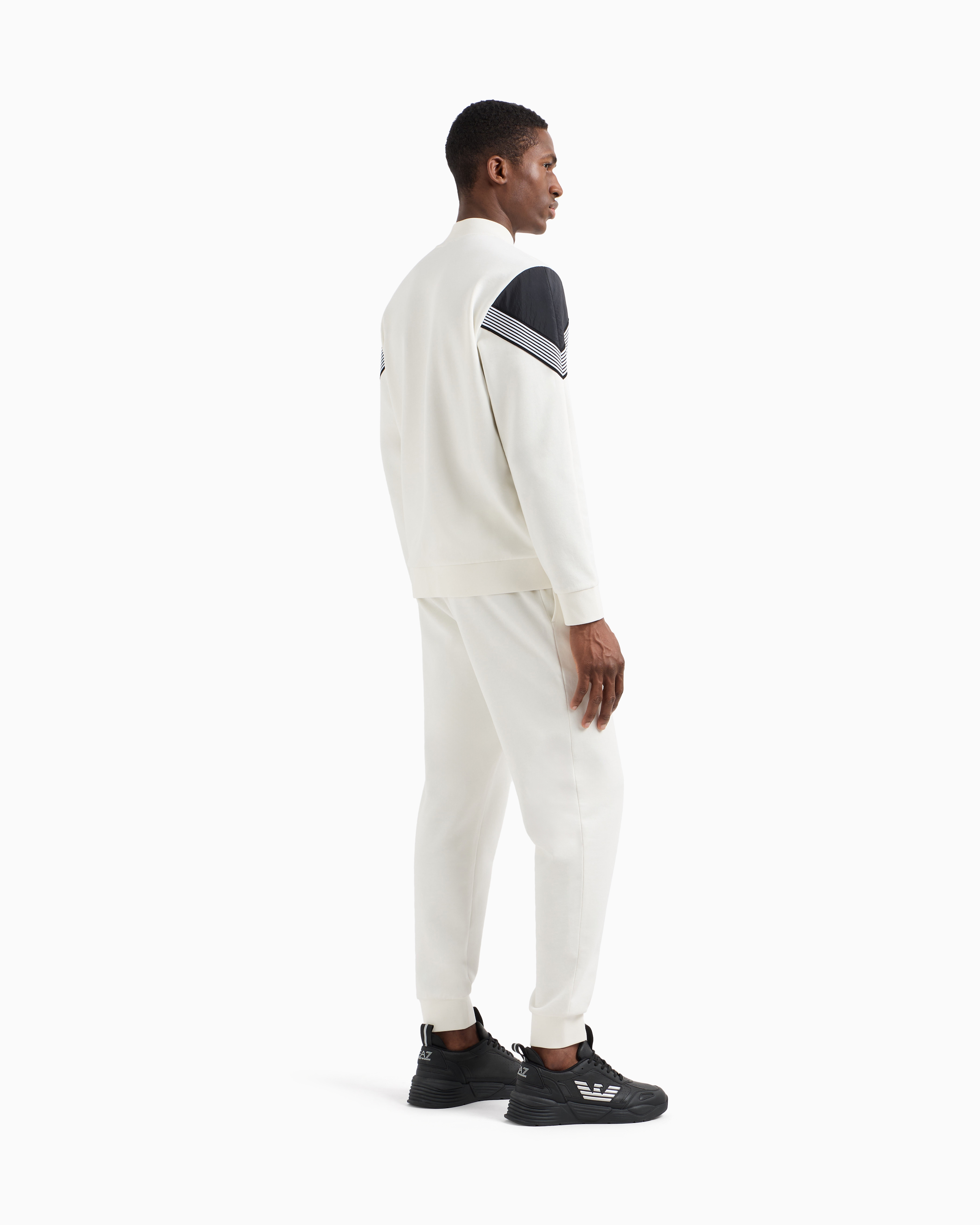 Ea7 7 Lines Cotton Jersey Tracksuit In White